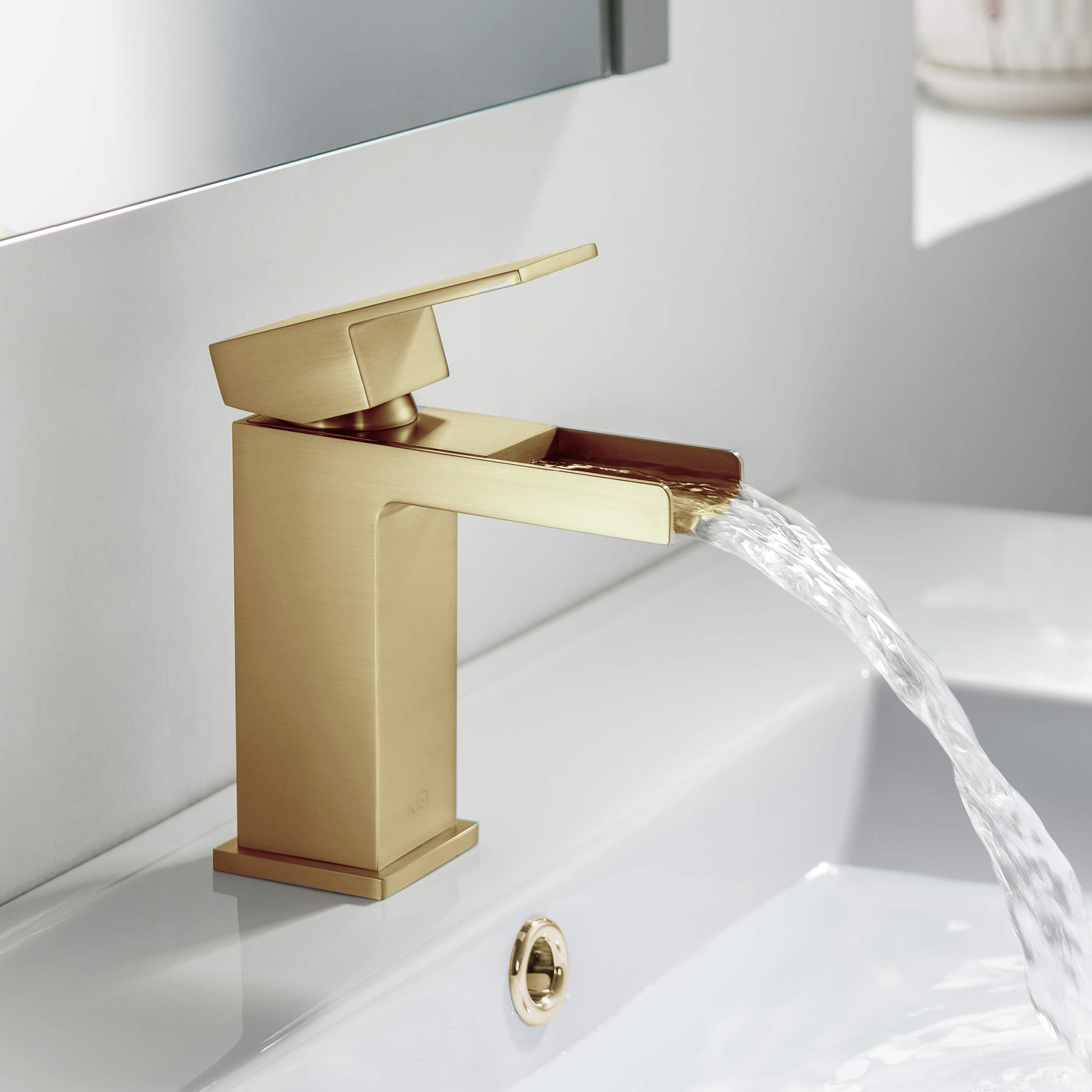 Waterfall Single Handle Bathroom Vanity Sink Faucet with Drain Assembly - C-KBF1004-KPW100