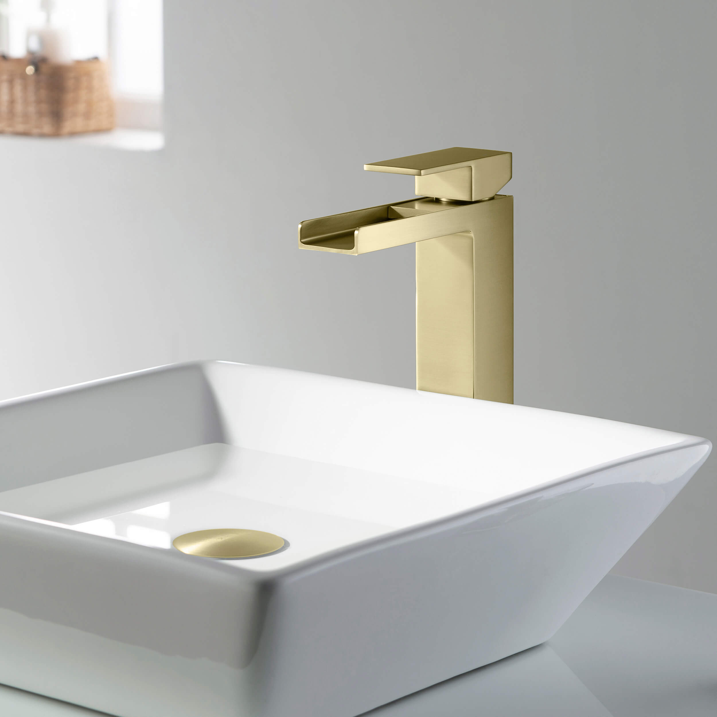 KIBI Waterfall Brass Single Handle Bathroom Vessel Sink Faucet - C-KBF1005-KPW101