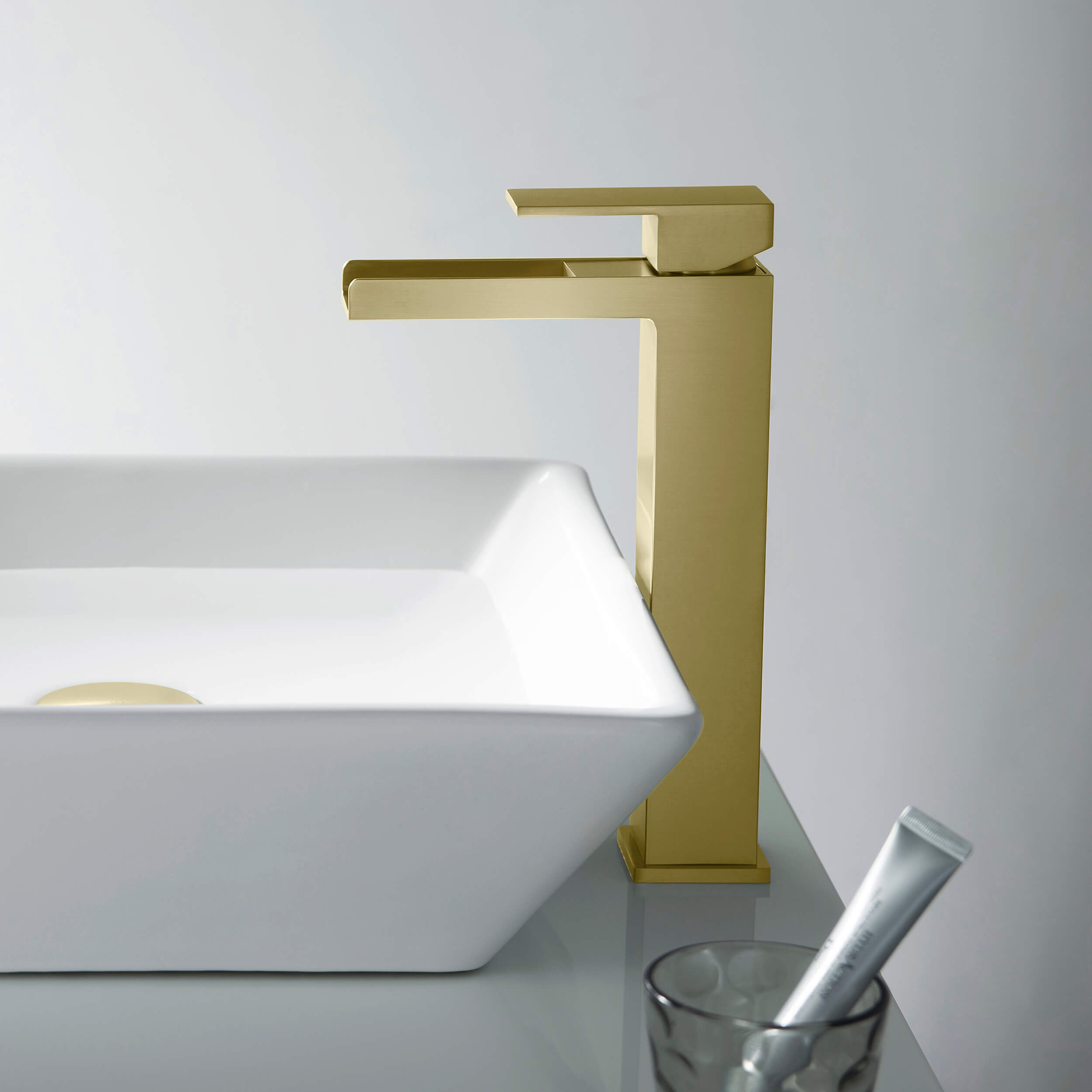 KIBI Waterfall Brass Single Handle Bathroom Vessel Sink Faucet - C-KBF1005-KPW101