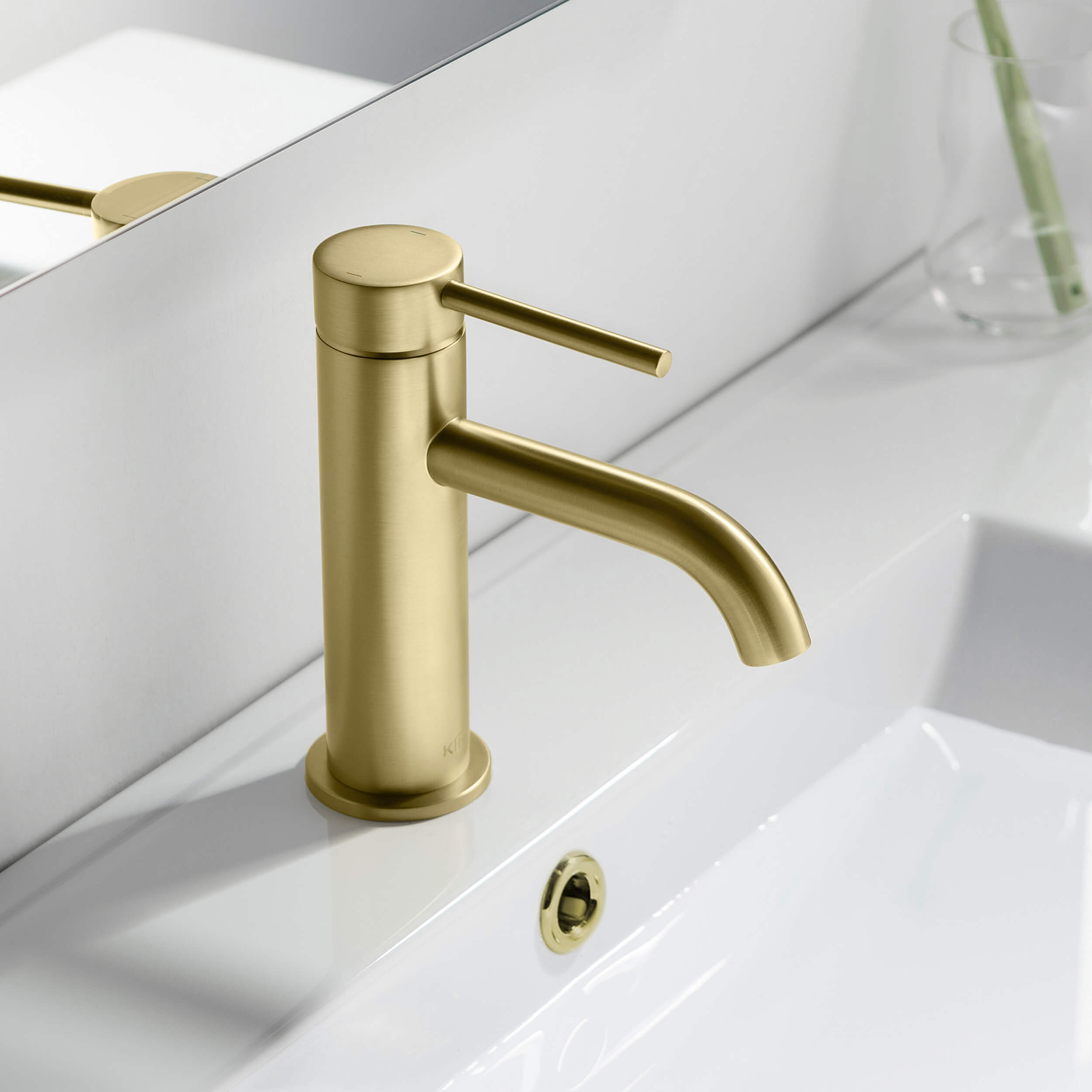 KIBI Circular Brass Single Handle Bathroom Vanity Sink Faucet - C-KBF1008-KPW100