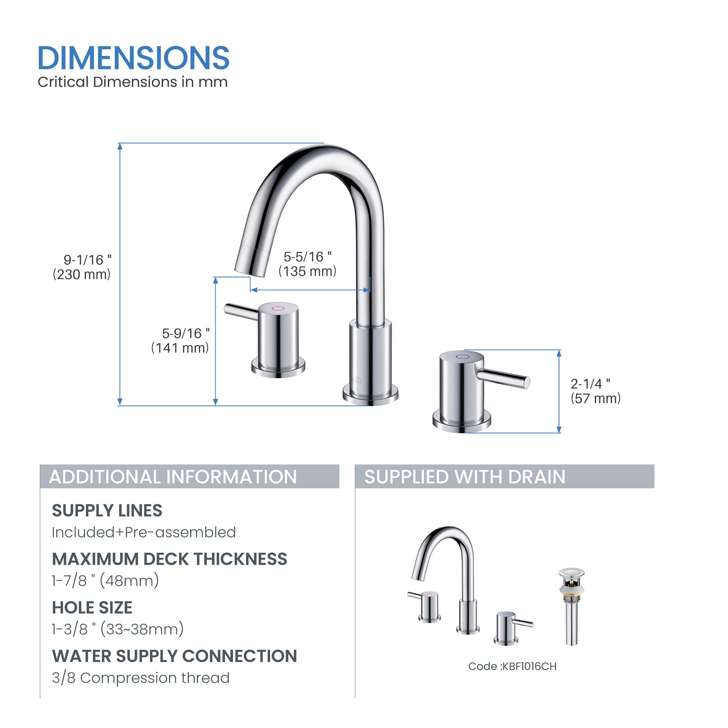 Circular 8″ Widespread Bathroom Sink Faucet with Drain Assembly – KBF1016