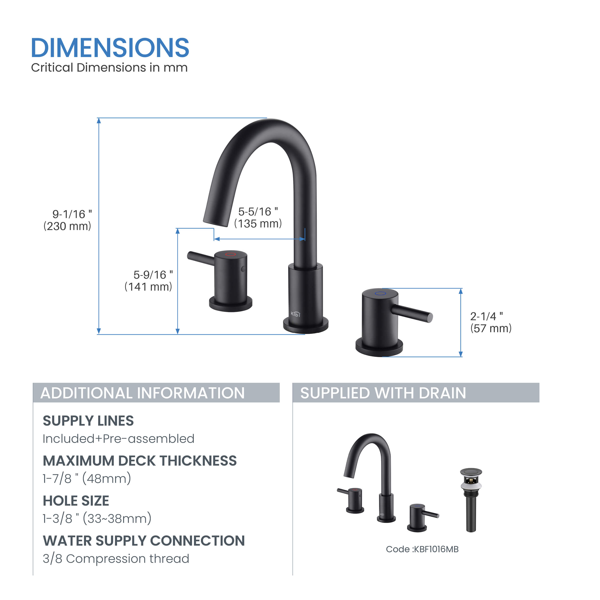 Circular 8″ Widespread Bathroom Sink Faucet with Drain Assembly – KBF1016