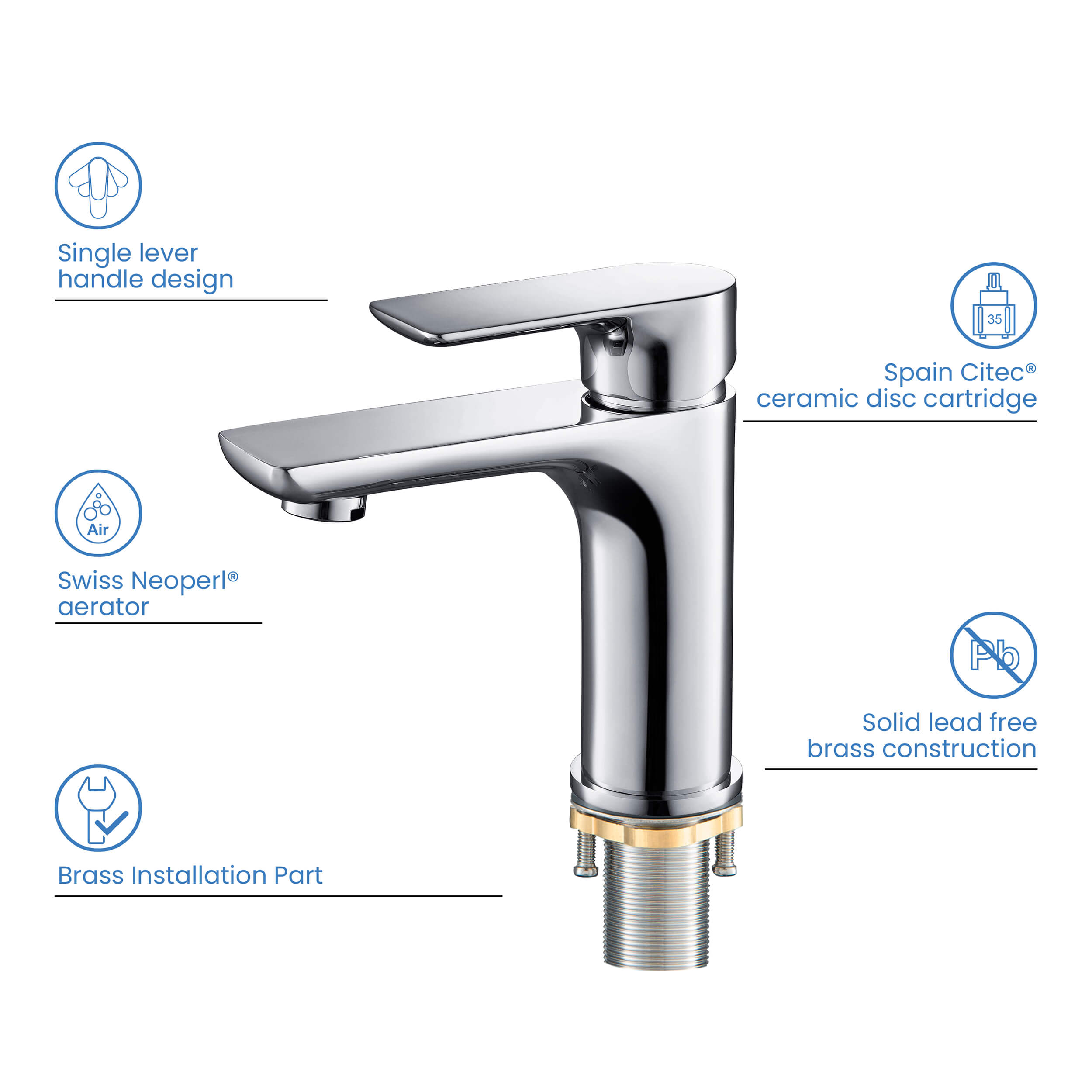 Tender Single Handle Bathroom Vanity Sink Faucet with Pop Up Drain C-KBF1019-KPW100