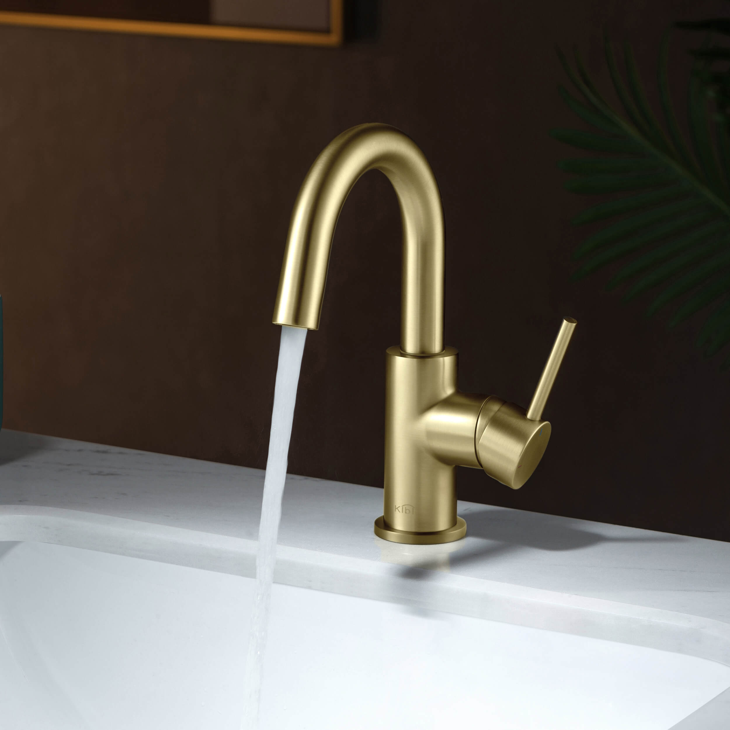 Circular Single Handle High-Arc Bathroom Vanity Sink Faucet C-KBF1021-KPW100