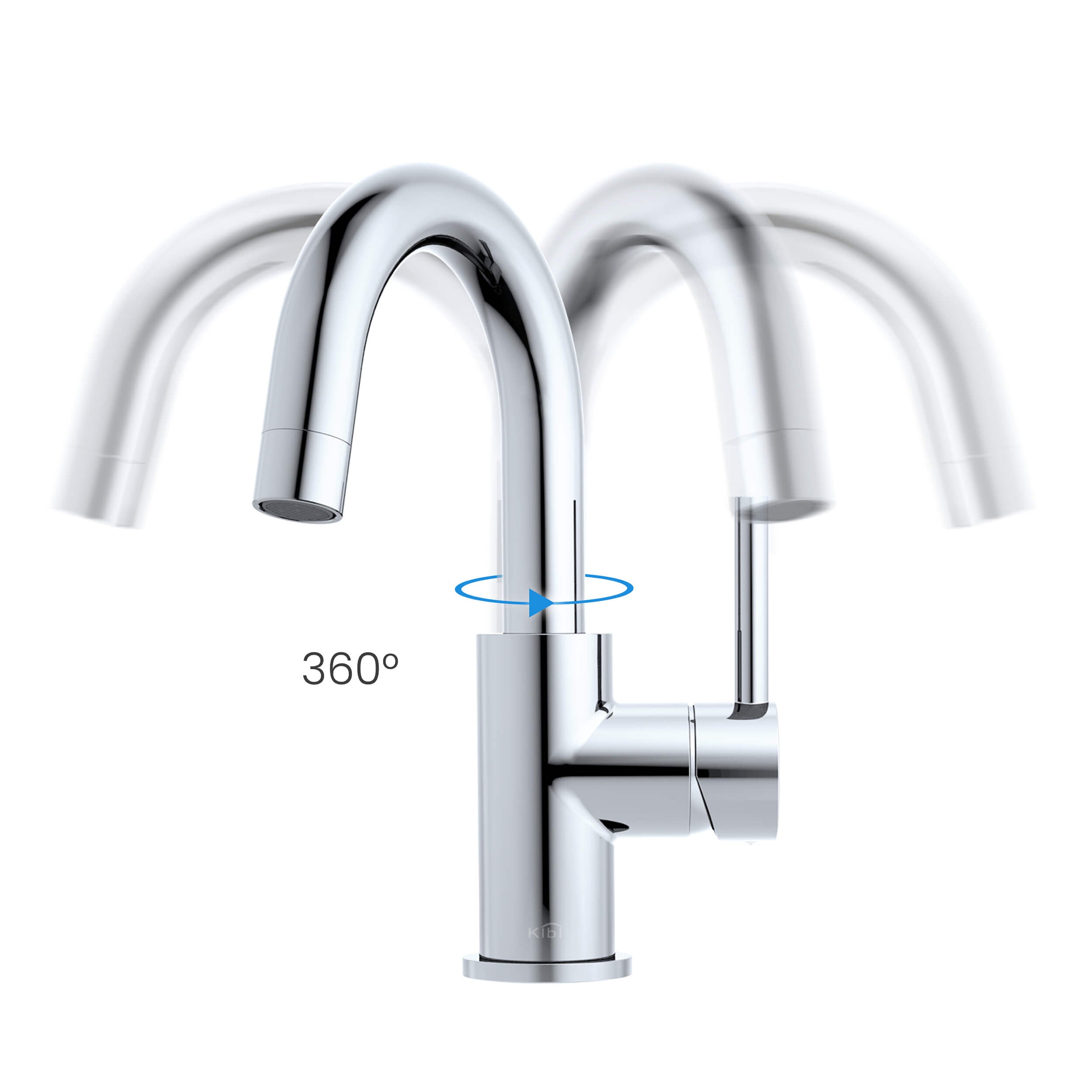 Circular Single Handle High-Arc Bathroom Vanity Sink Faucet C-KBF1021-KPW100