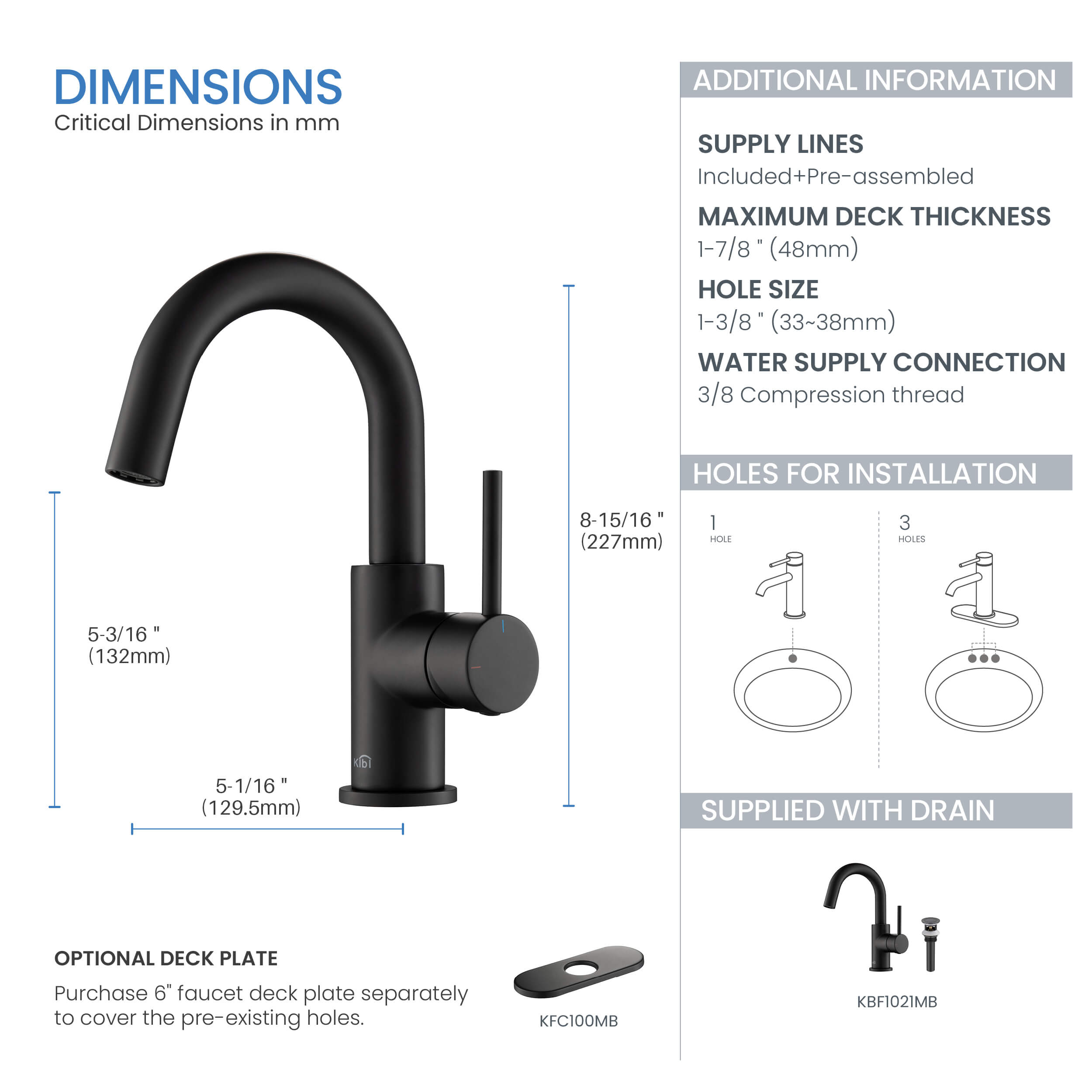 Circular Single Handle High-Arc Bathroom Vanity Sink Faucet C-KBF1021-KPW100