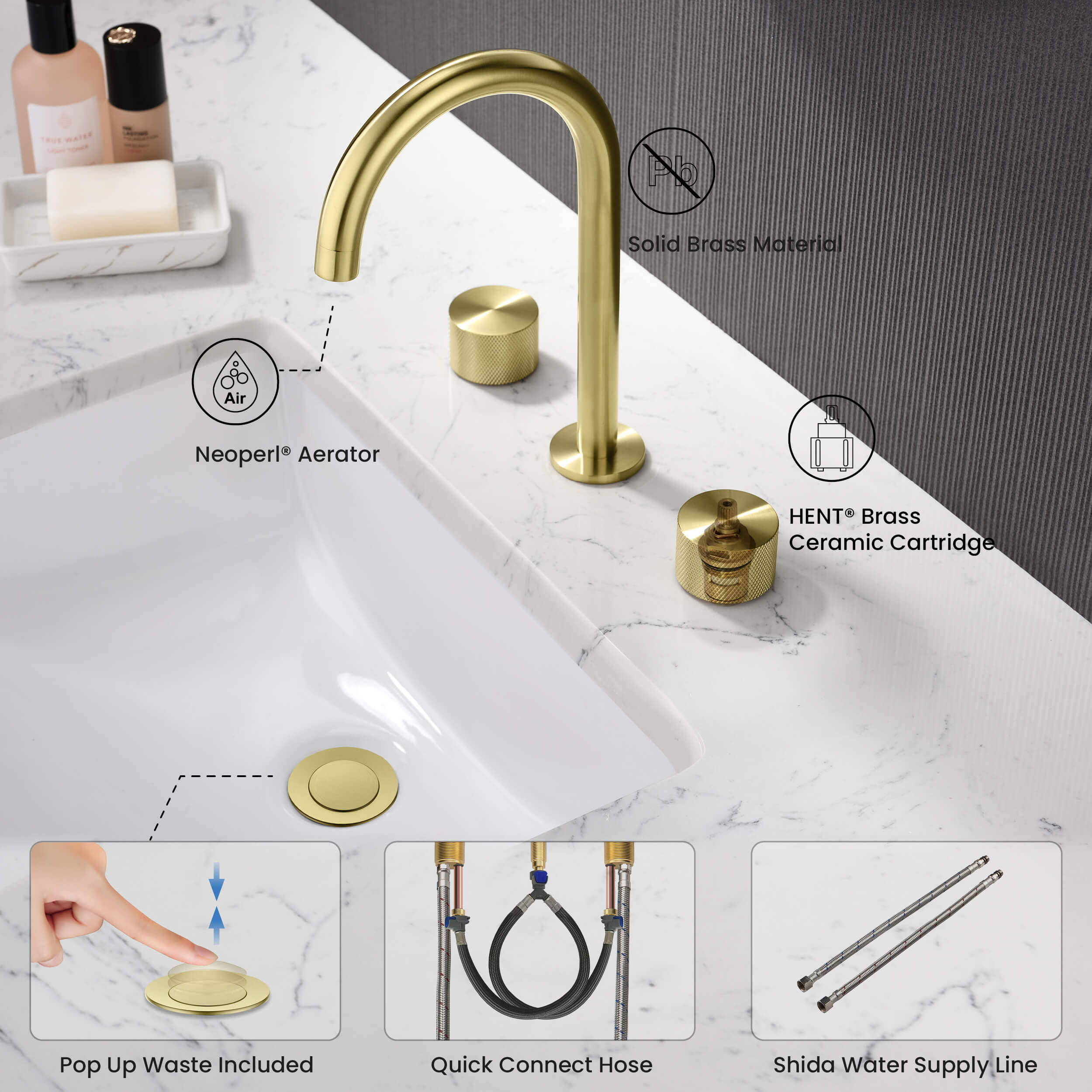 Circular X 8" Bathroom Sink Widespread Faucet with Drain Assembly KBF1026