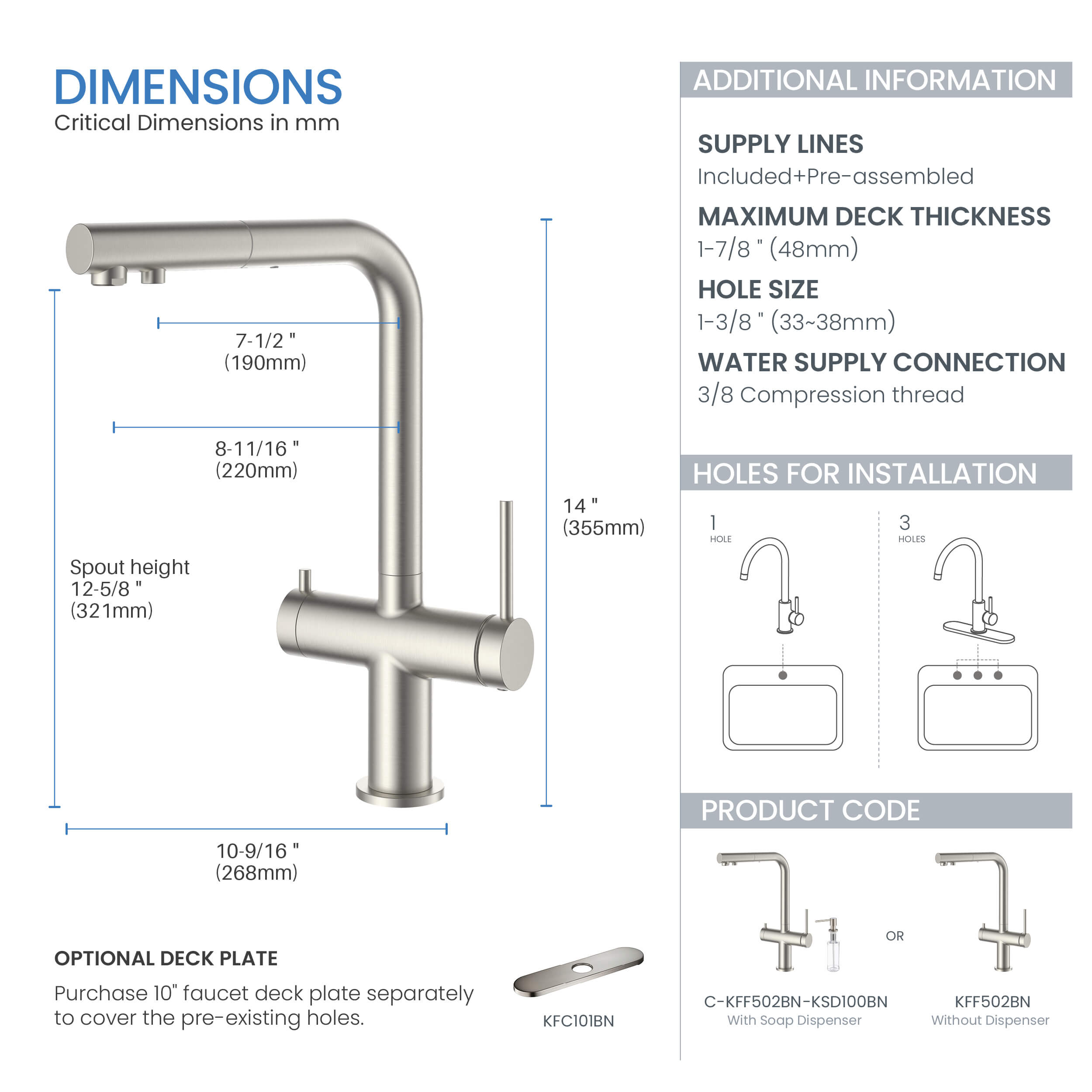 Circular 2-in-1 Water Filtration Pull Out Kitchen Faucet - KFF502