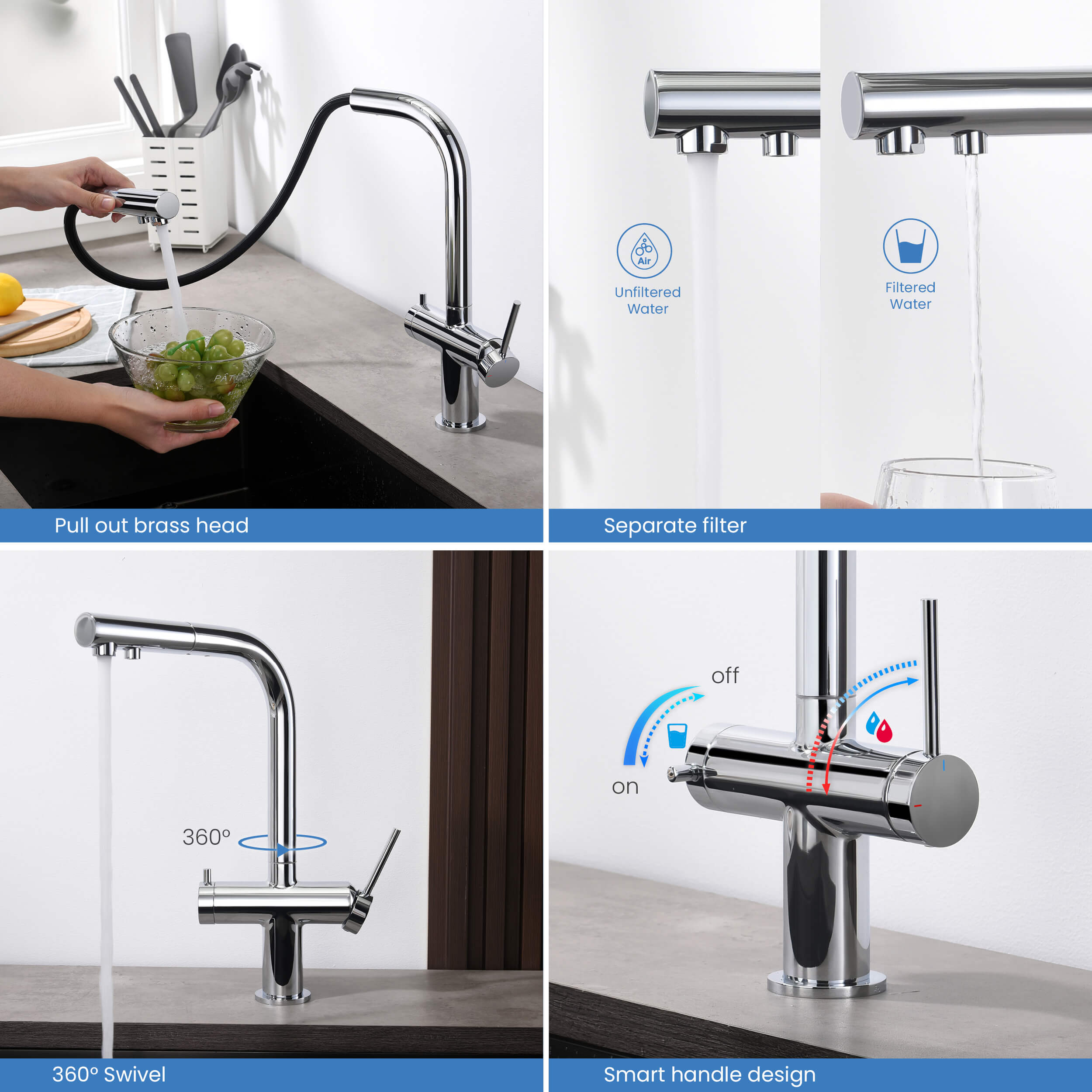 Circular 2-in-1 Water Filtration Pull Out Kitchen Faucet - KFF502