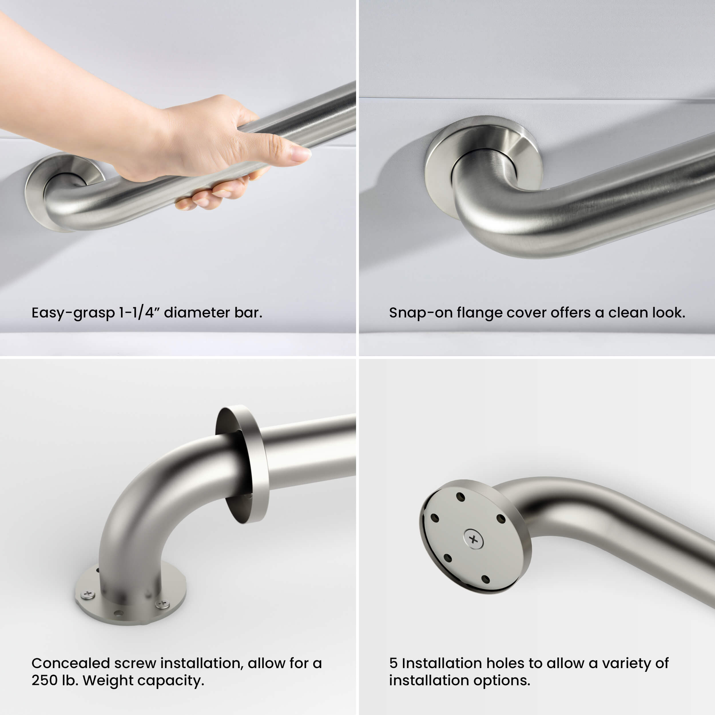 12-Inch Stainless Steel Bathroom Safety Grab Bar – KGB1012