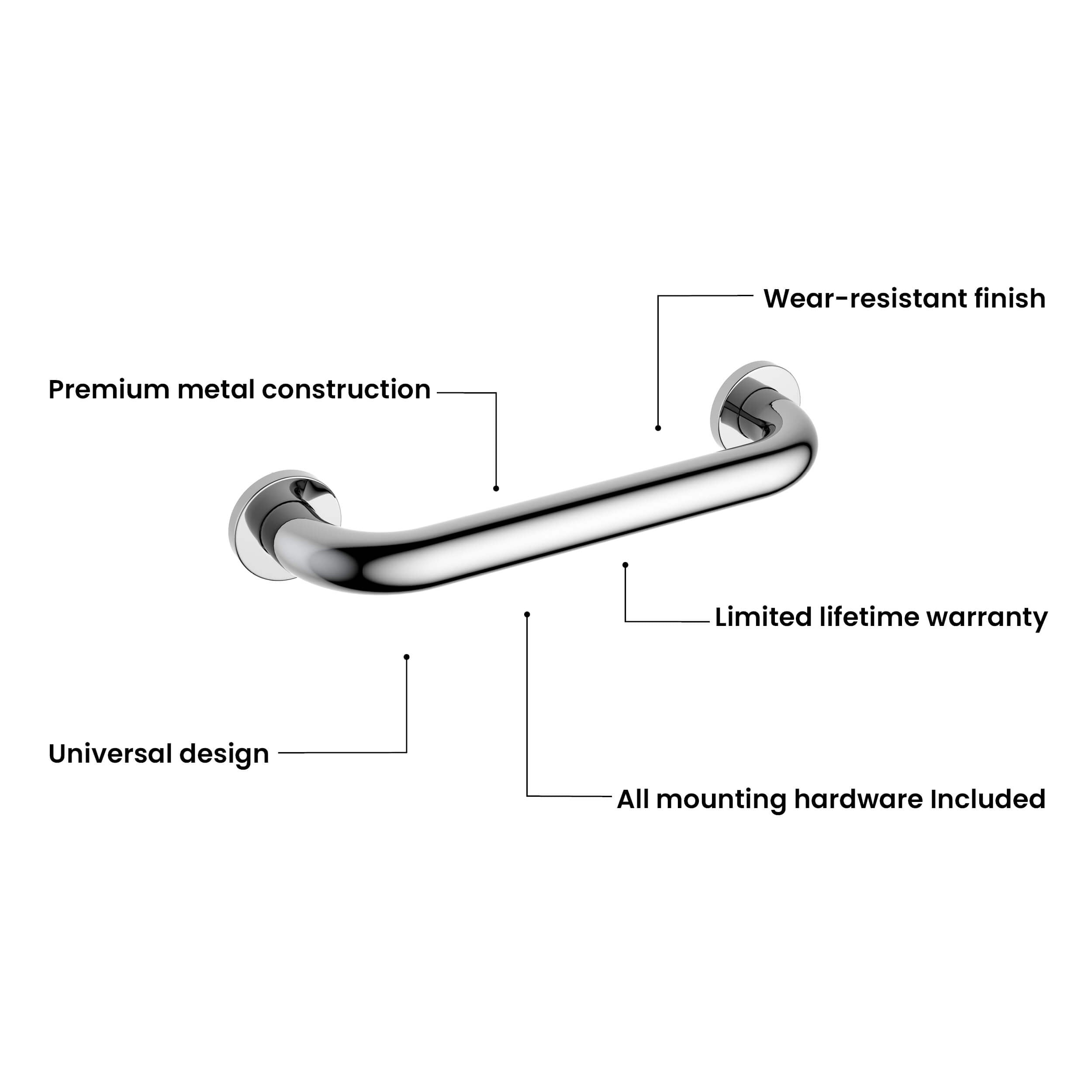 12-Inch Stainless Steel Bathroom Safety Grab Bar – KGB1012