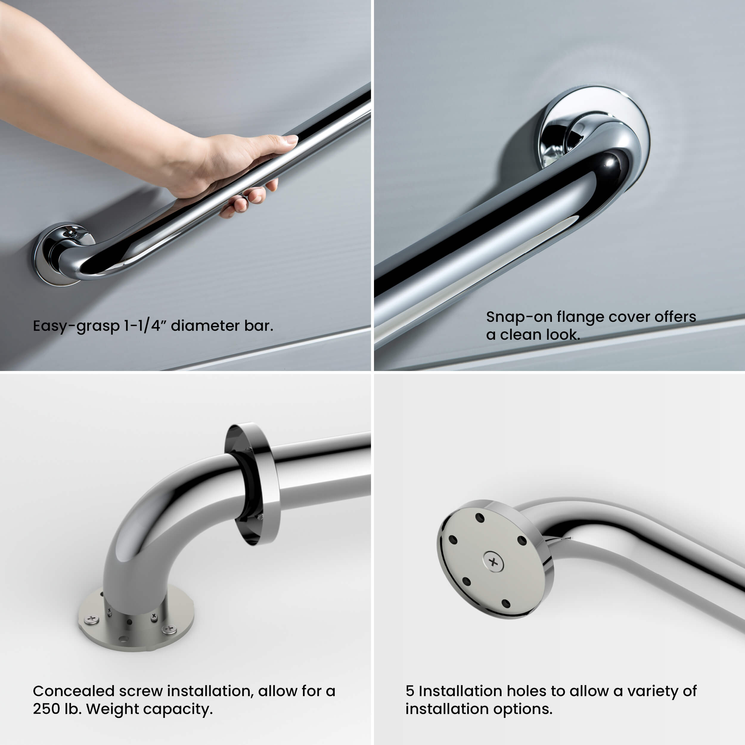 12-Inch Stainless Steel Bathroom Safety Grab Bar – KGB1012