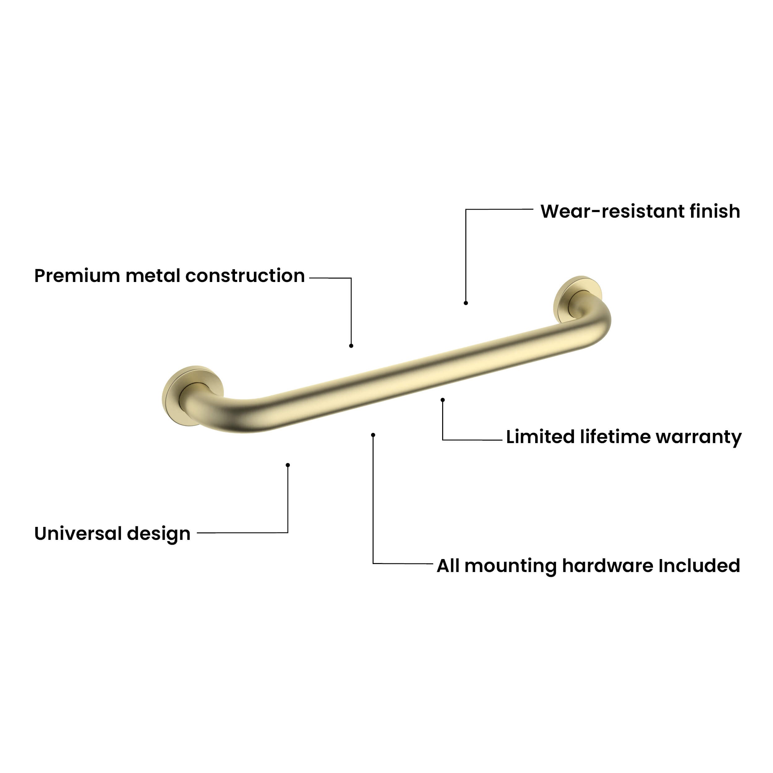 18-Inch Stainless Steel Bathroom Safety Grab Bar – KGB1018