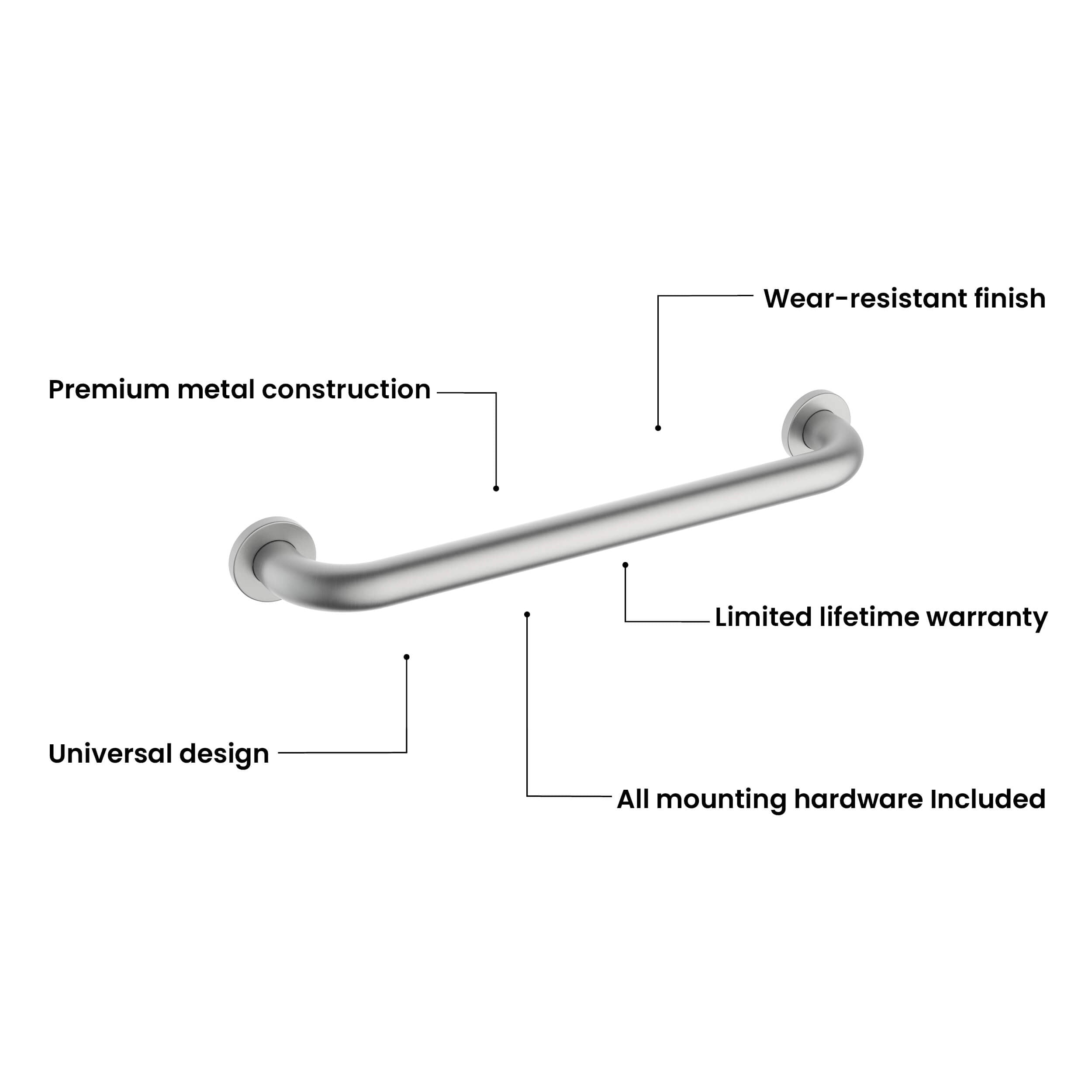 18-Inch Stainless Steel Bathroom Safety Grab Bar – KGB1018