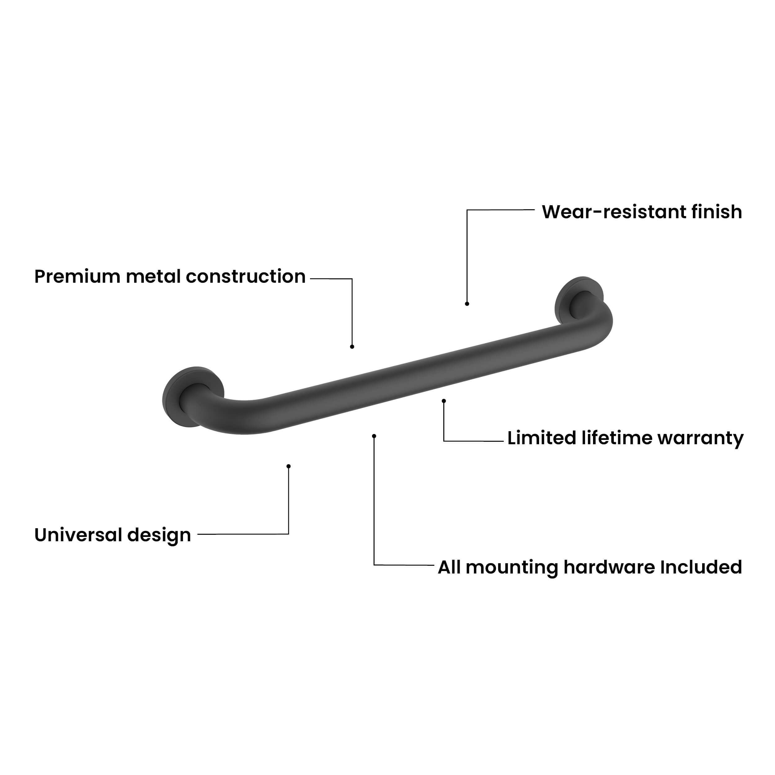 18-Inch Stainless Steel Bathroom Safety Grab Bar – KGB1018