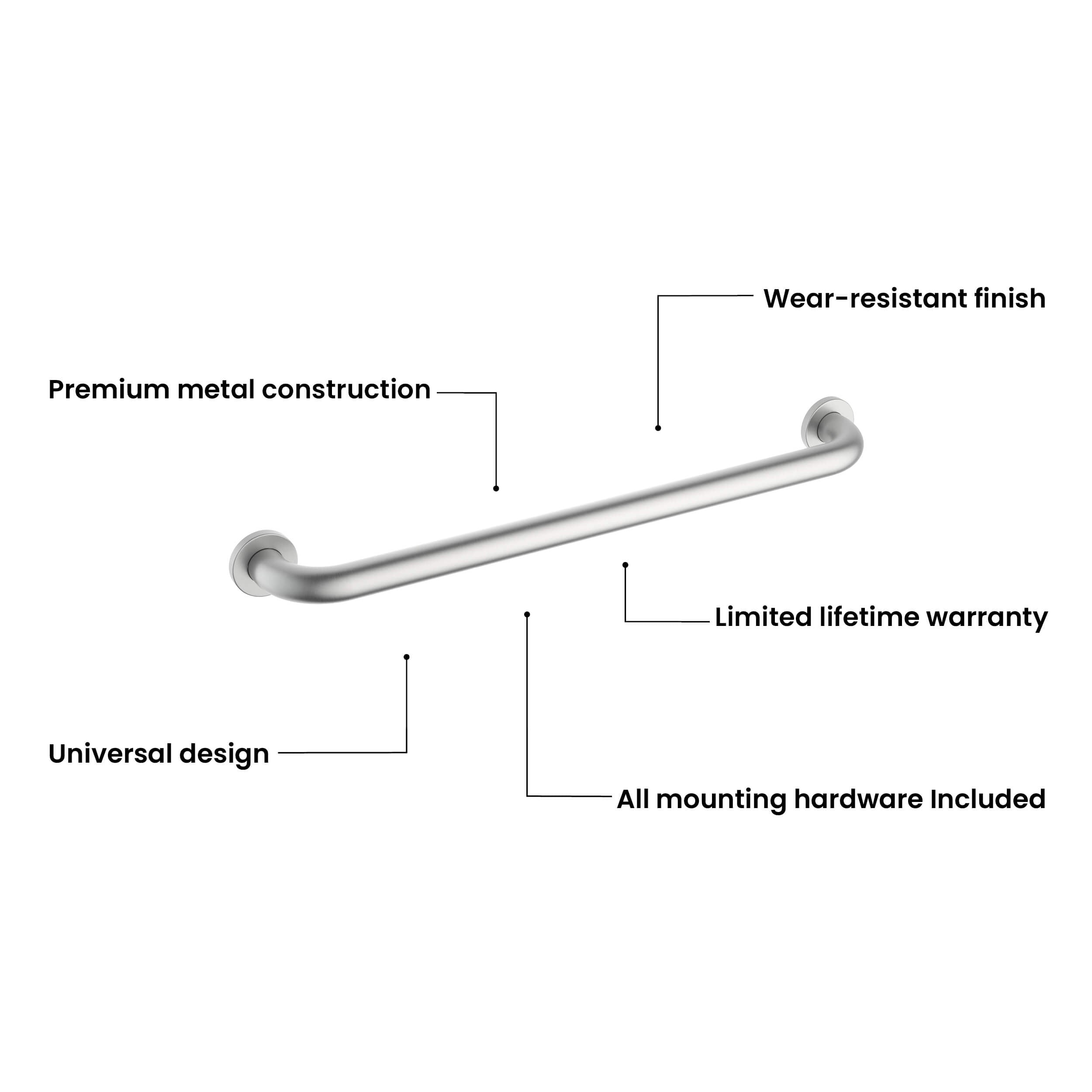 24-Inch Stainless Steel Bathroom Safety Grab Bar – KGB1024