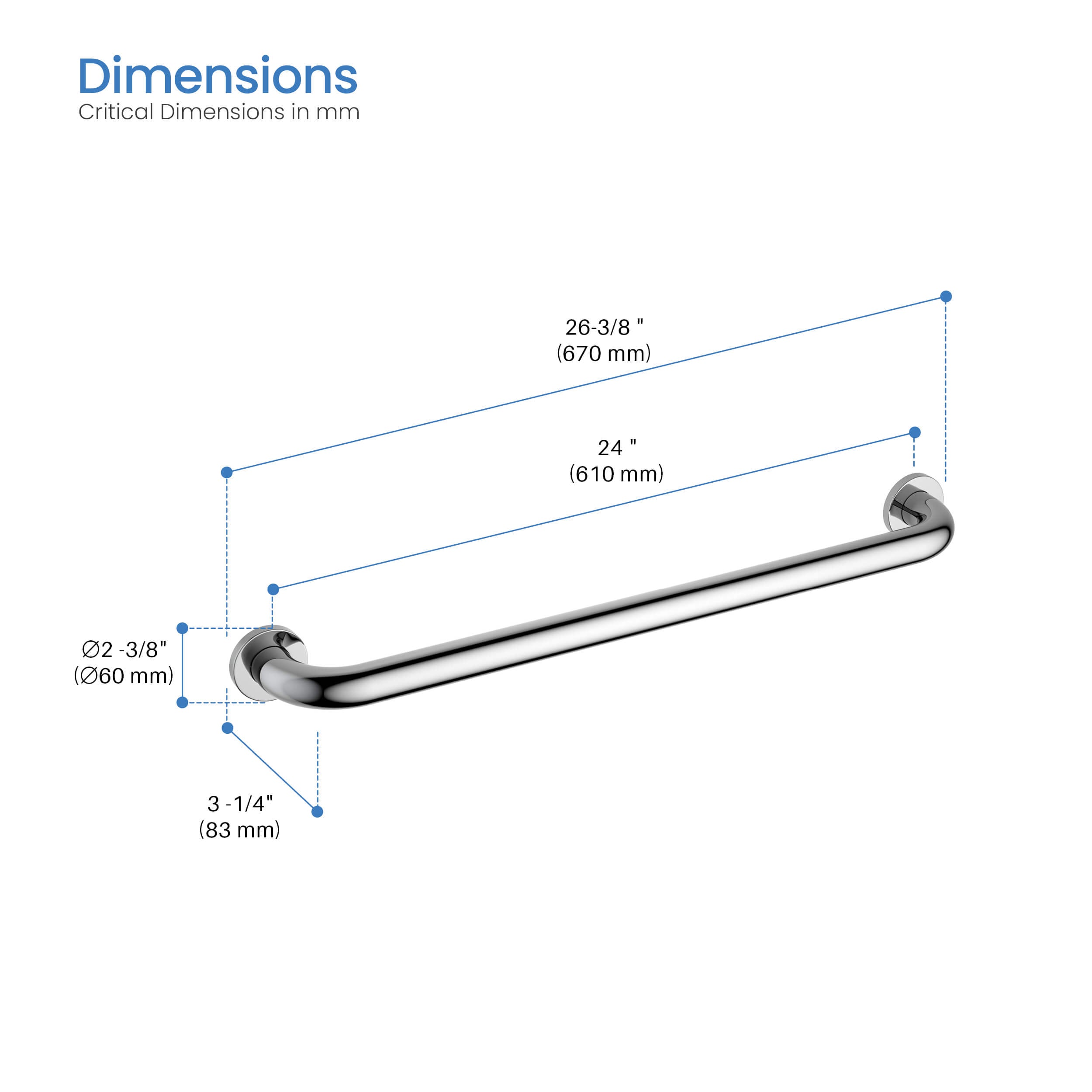 24-Inch Stainless Steel Bathroom Safety Grab Bar – KGB1024