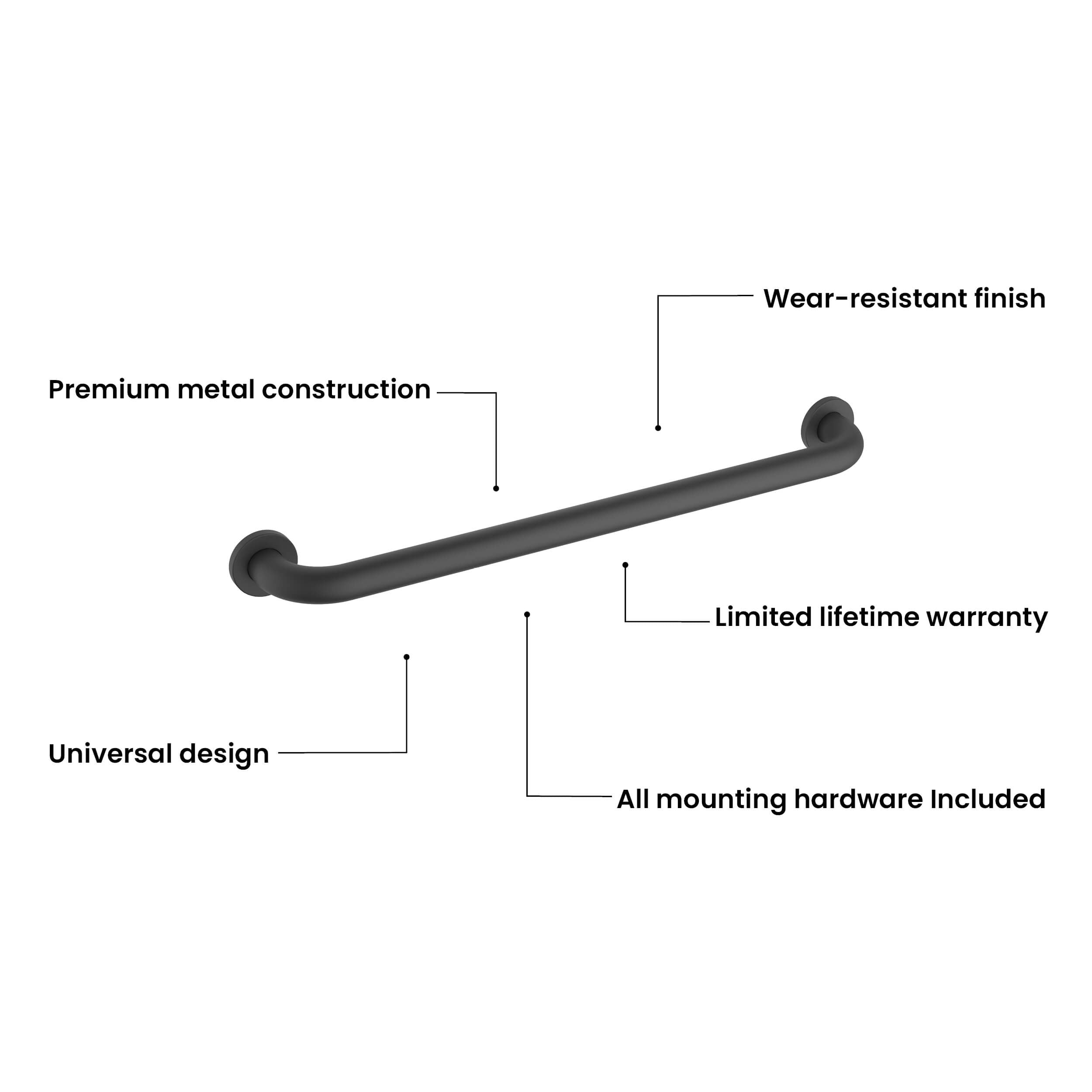 24-Inch Stainless Steel Bathroom Safety Grab Bar – KGB1024