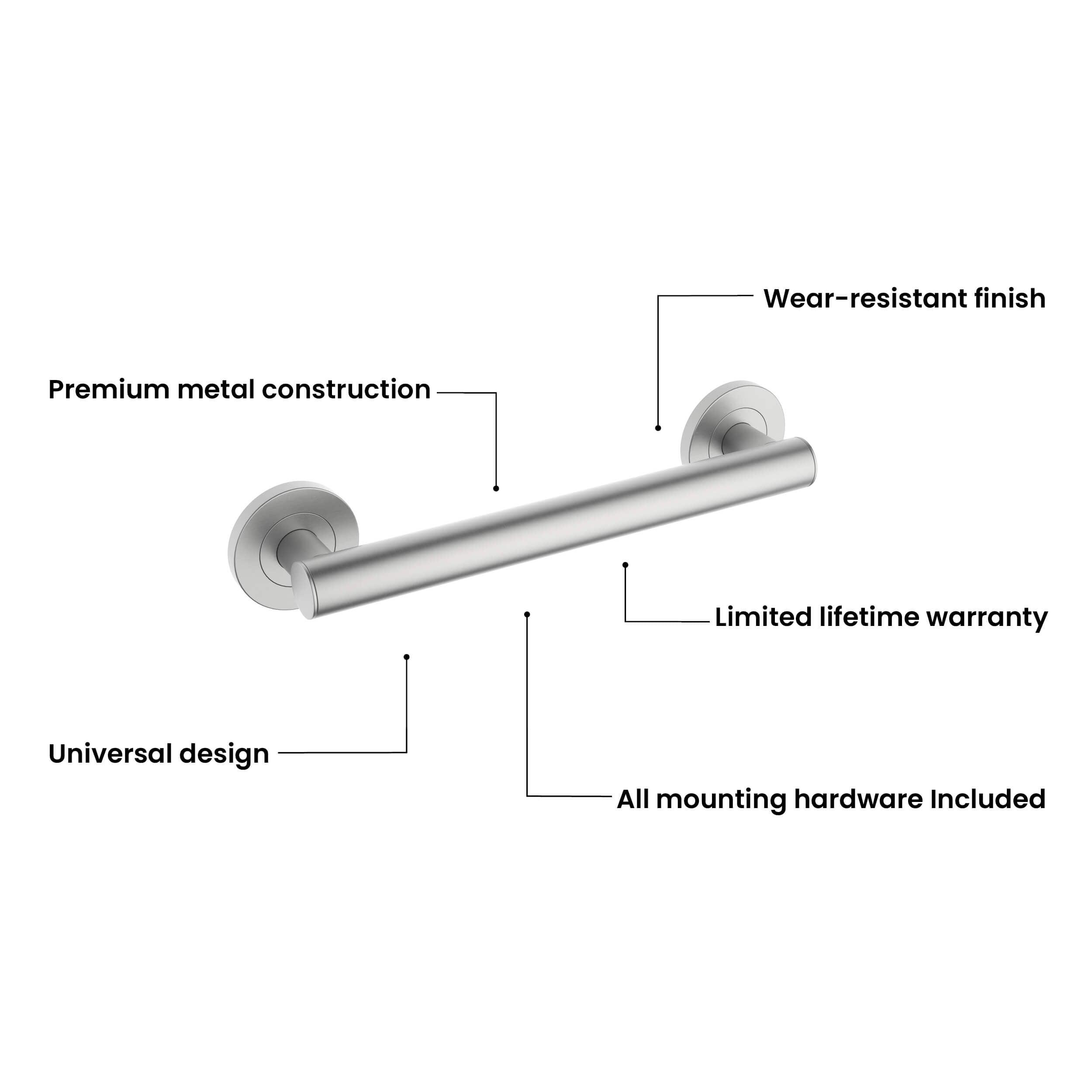 12-Inch Stainless Steel Bathroom Safety Grab Bar – KGB1112