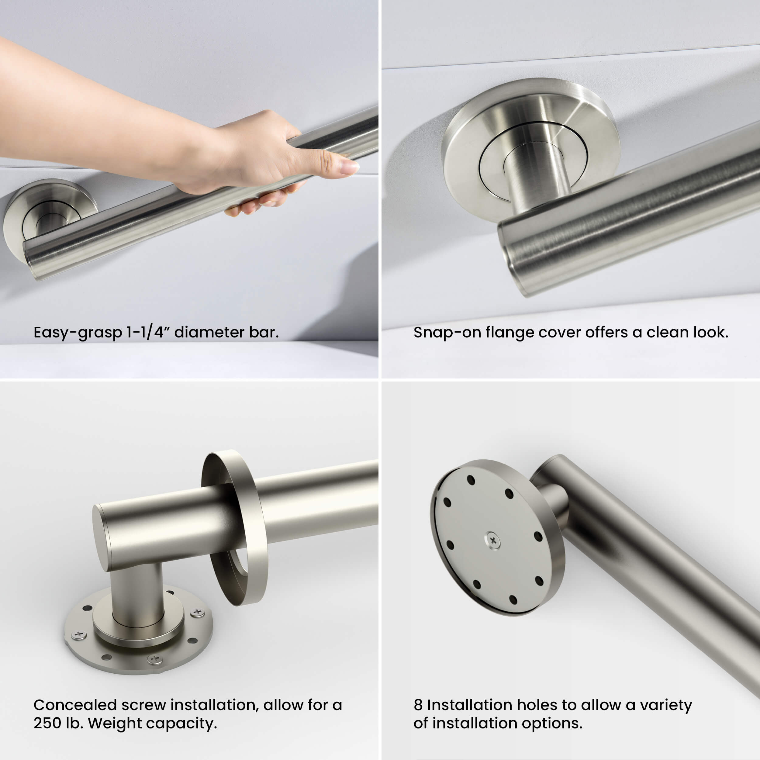 12-Inch Stainless Steel Bathroom Safety Grab Bar – KGB1112