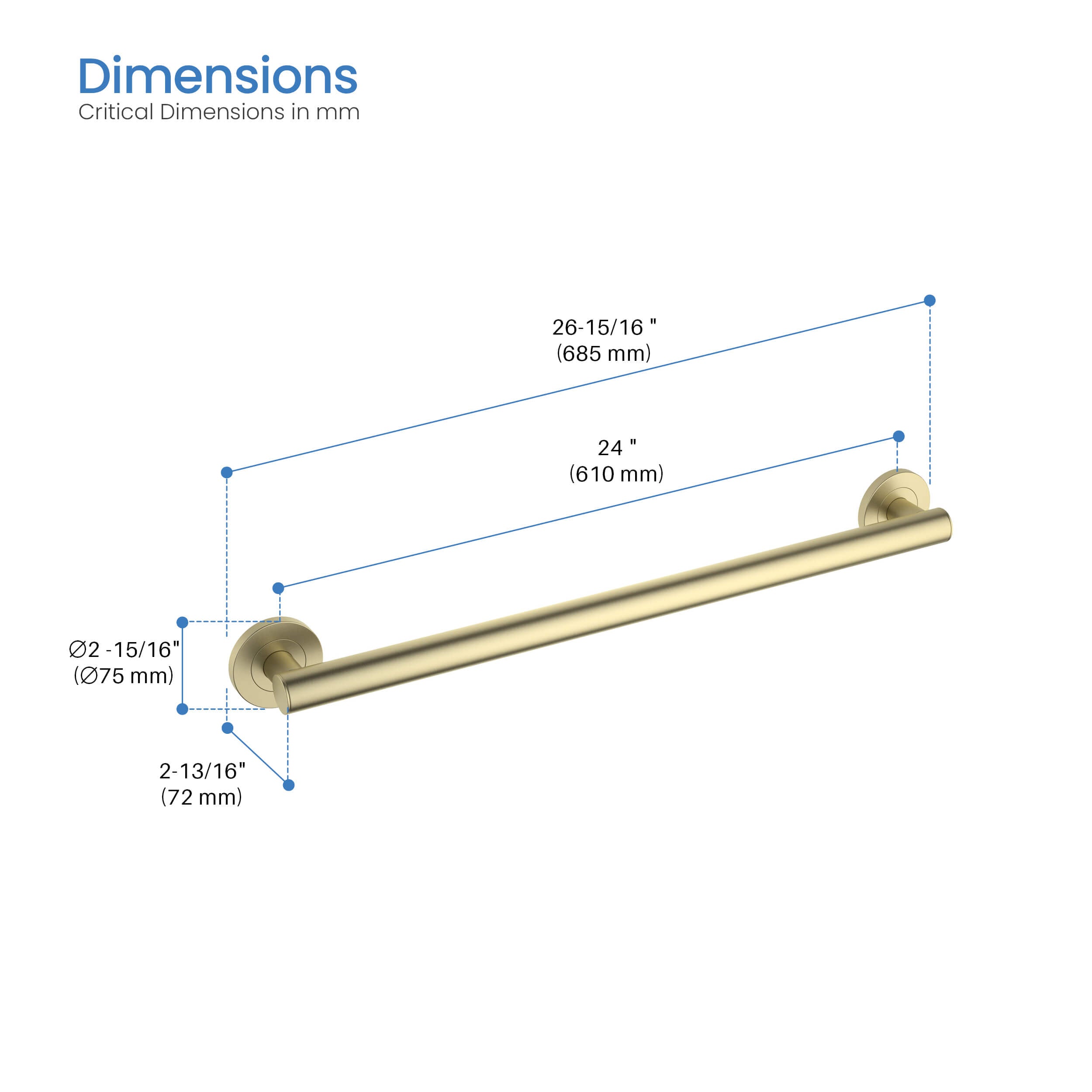 24-Inch Stainless Steel Bathroom Safety Grab Bar – KGB1124