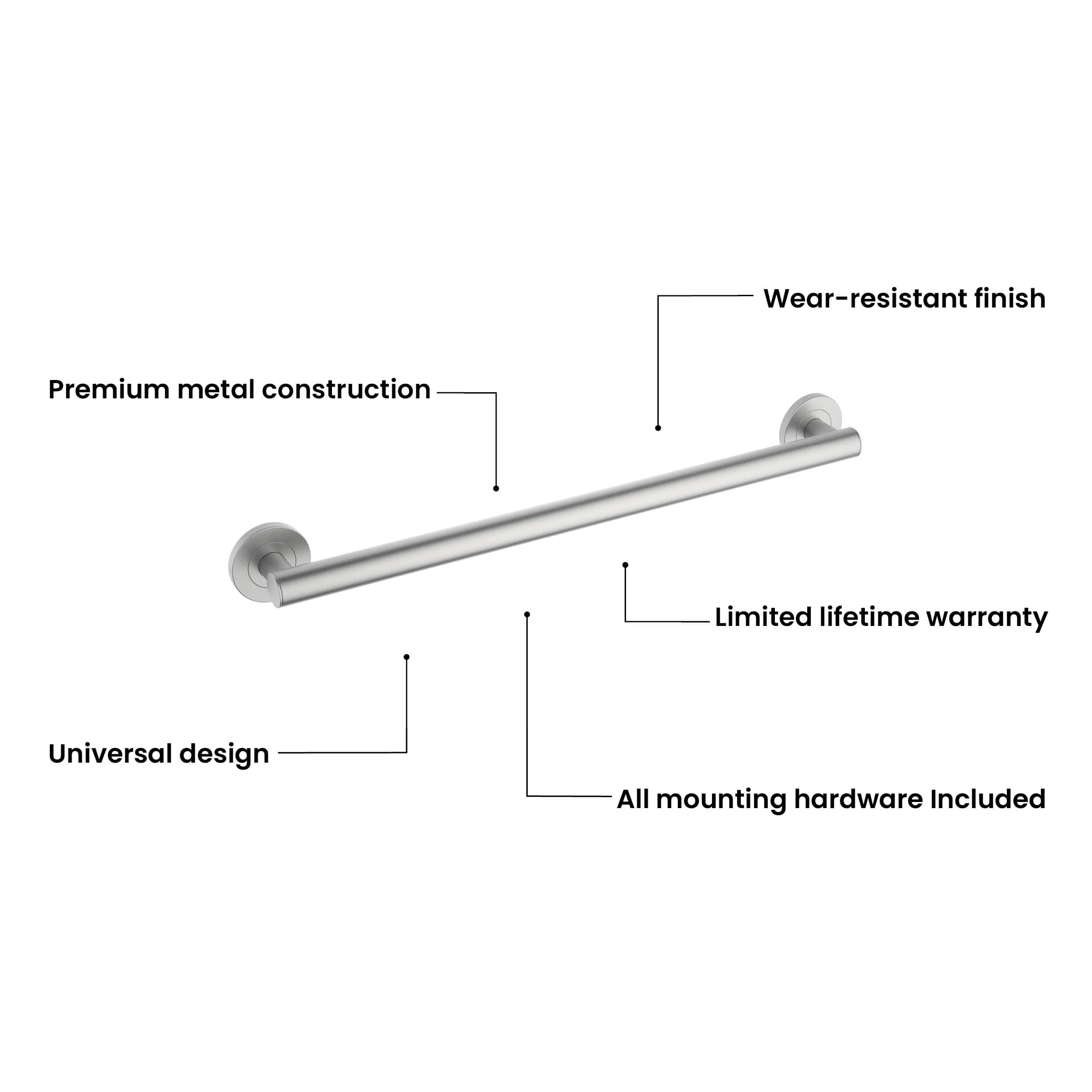 24-Inch Stainless Steel Bathroom Safety Grab Bar – KGB1124