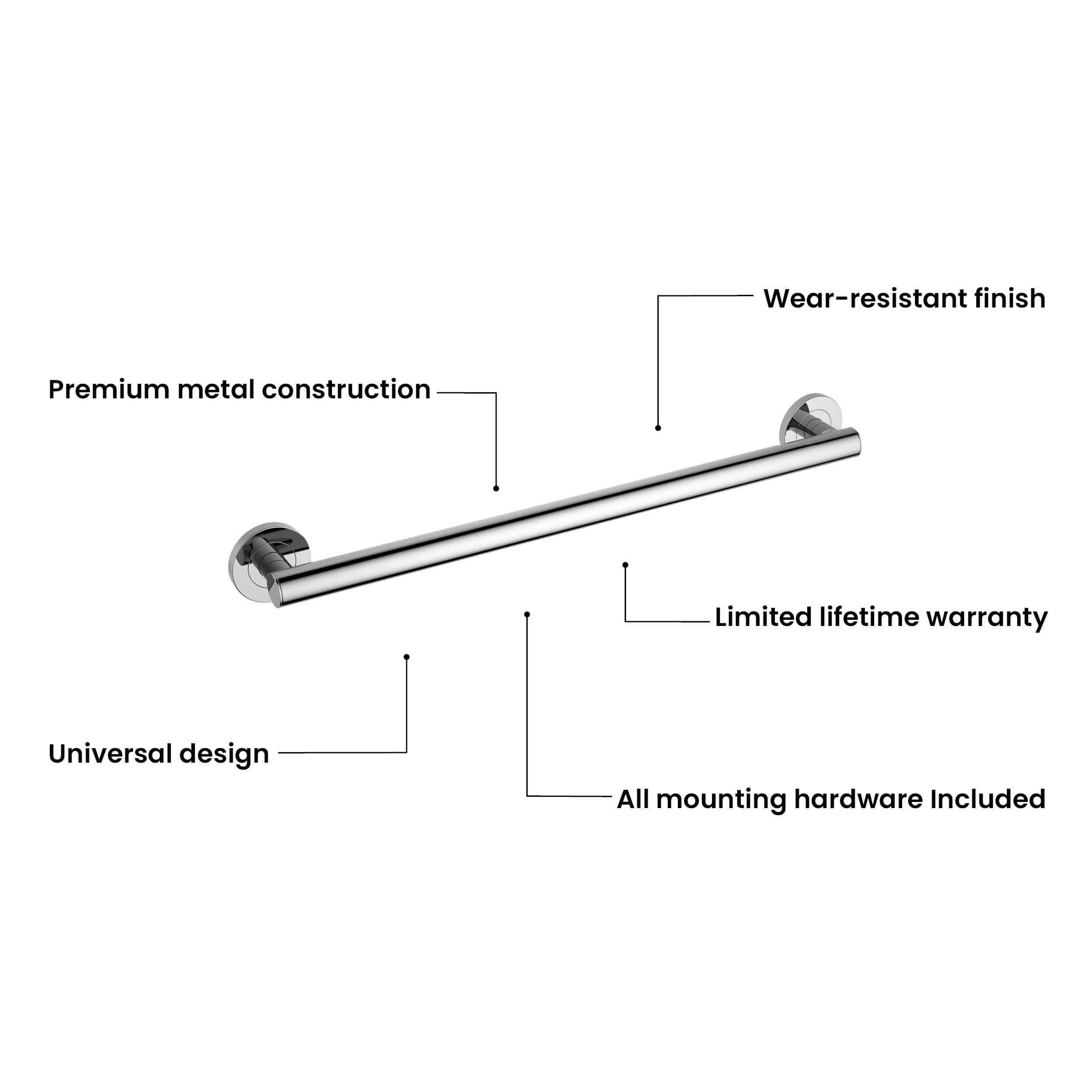 24-Inch Stainless Steel Bathroom Safety Grab Bar – KGB1124