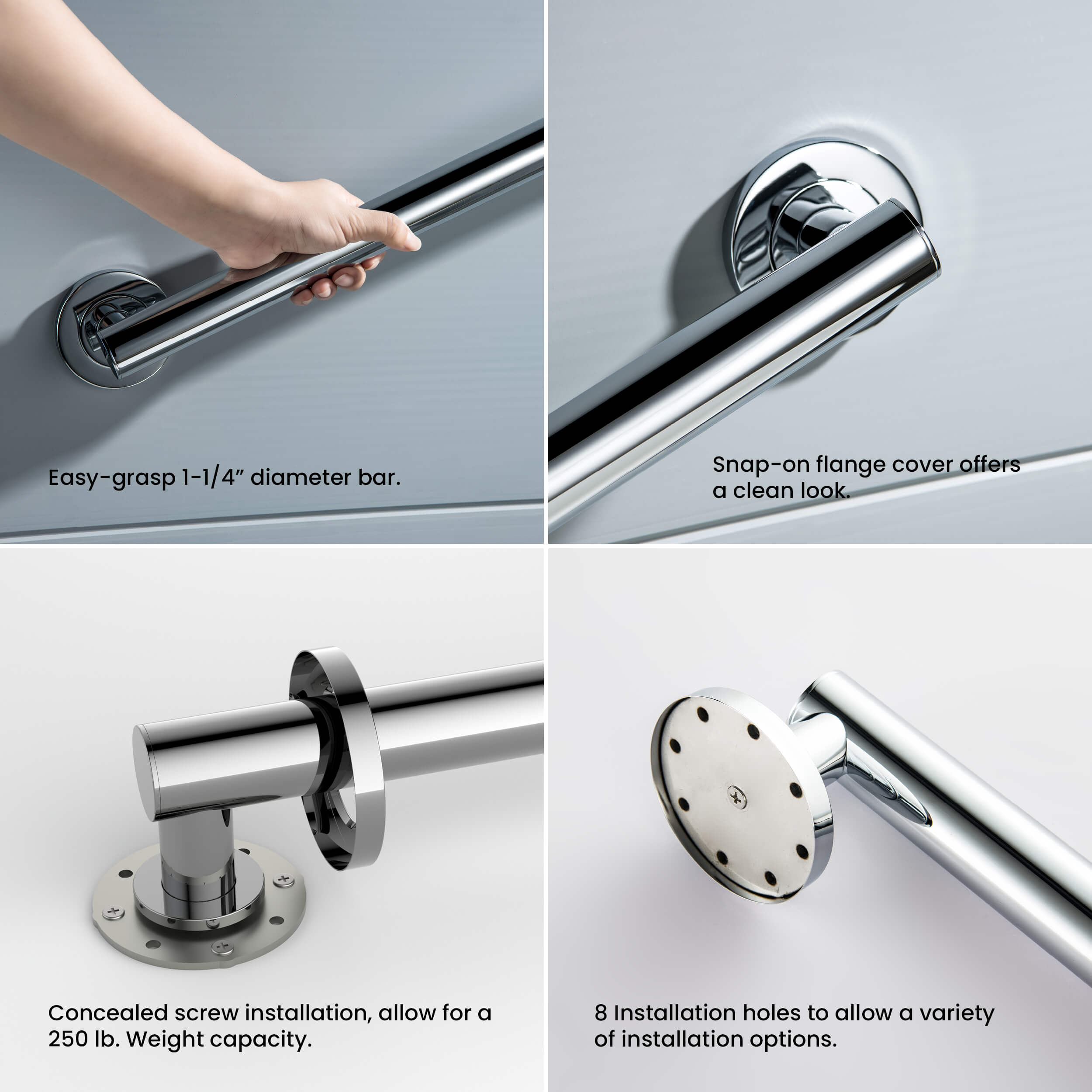 24-Inch Stainless Steel Bathroom Safety Grab Bar – KGB1124