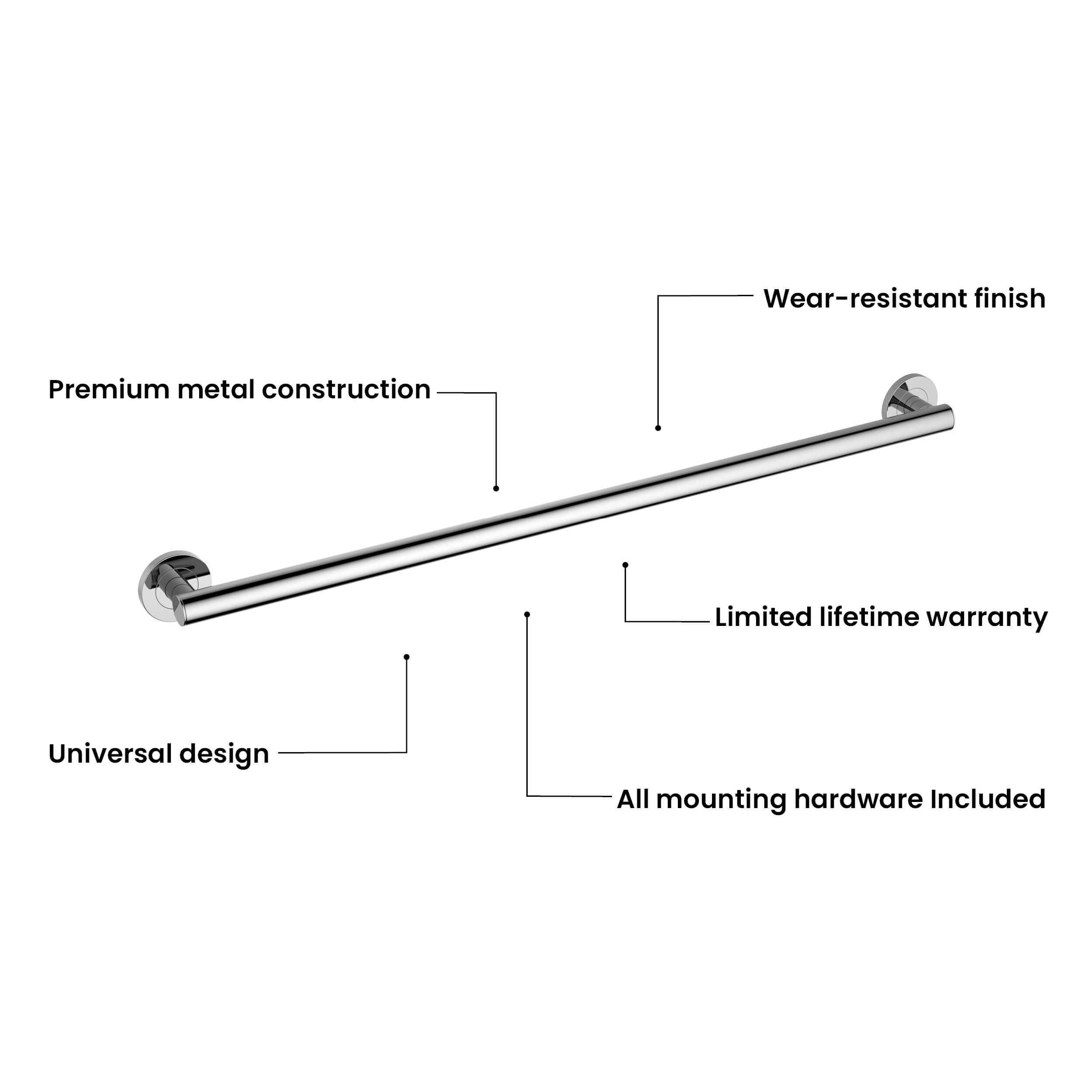 36-Inch Stainless Steel Bathroom Safety Grab Bar – KGB1136