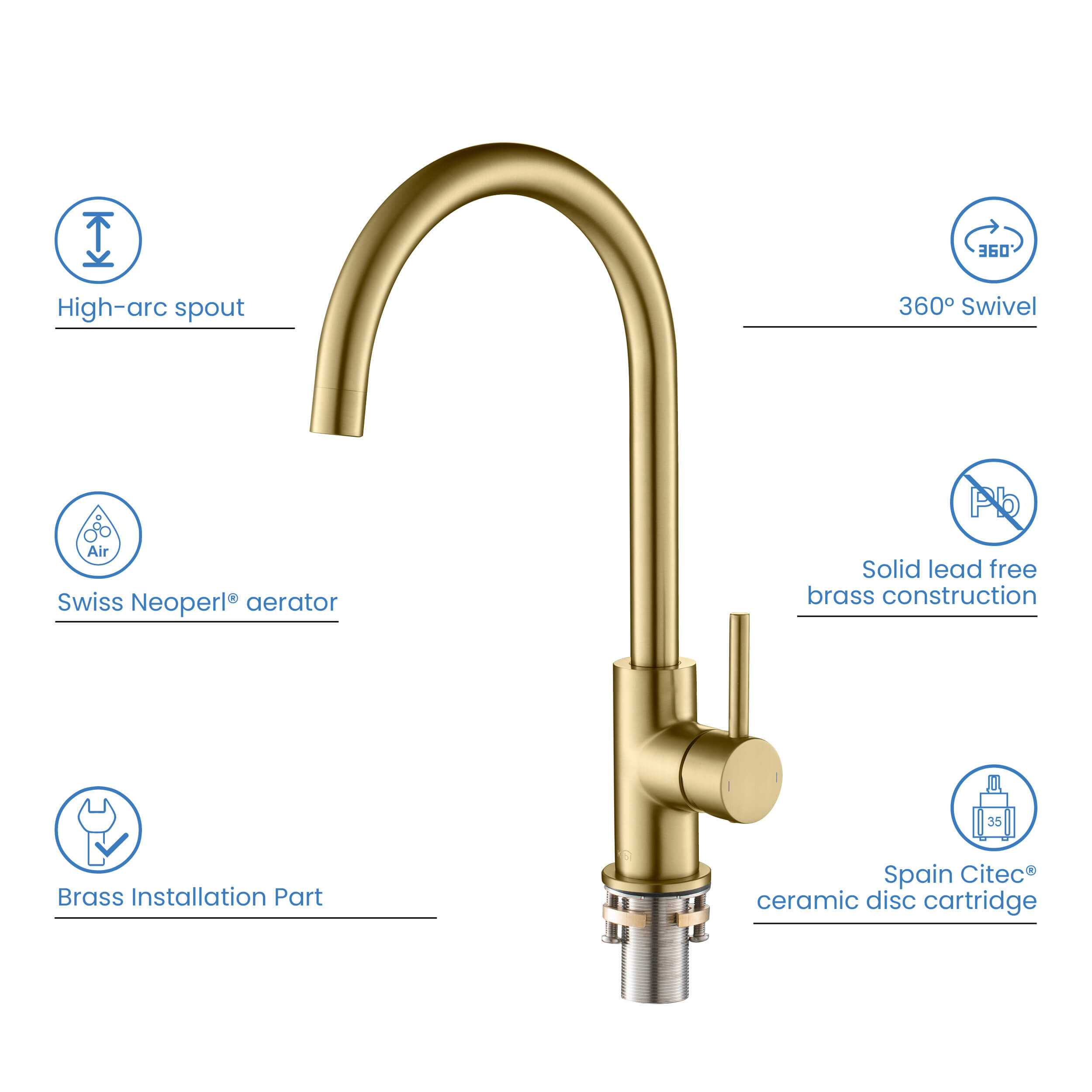 Lowa Single Handle High Arc Kitchen Bar Sink Faucet – KKF2001