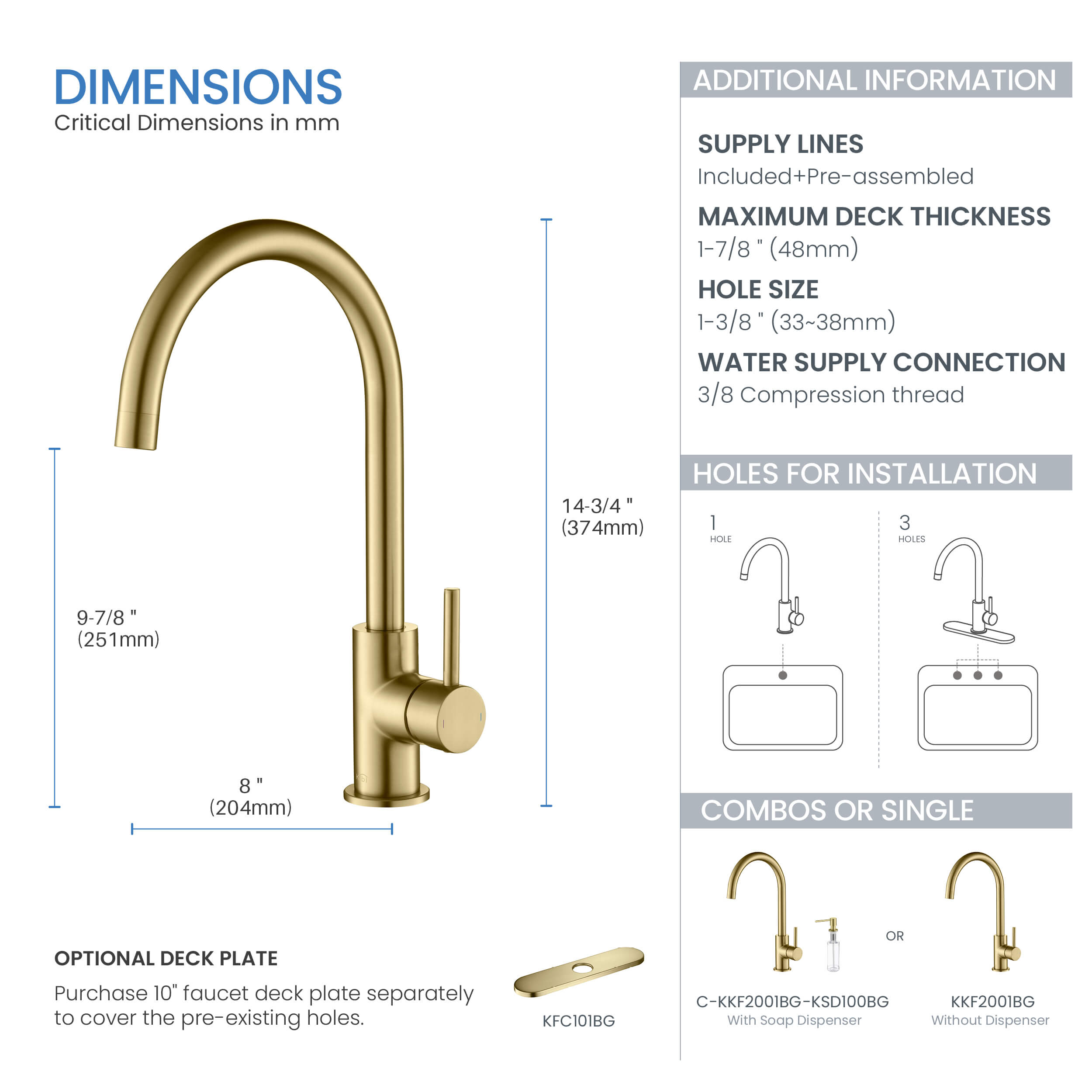 Lowa Single Handle High Arc Kitchen Bar Sink Faucet – KKF2001