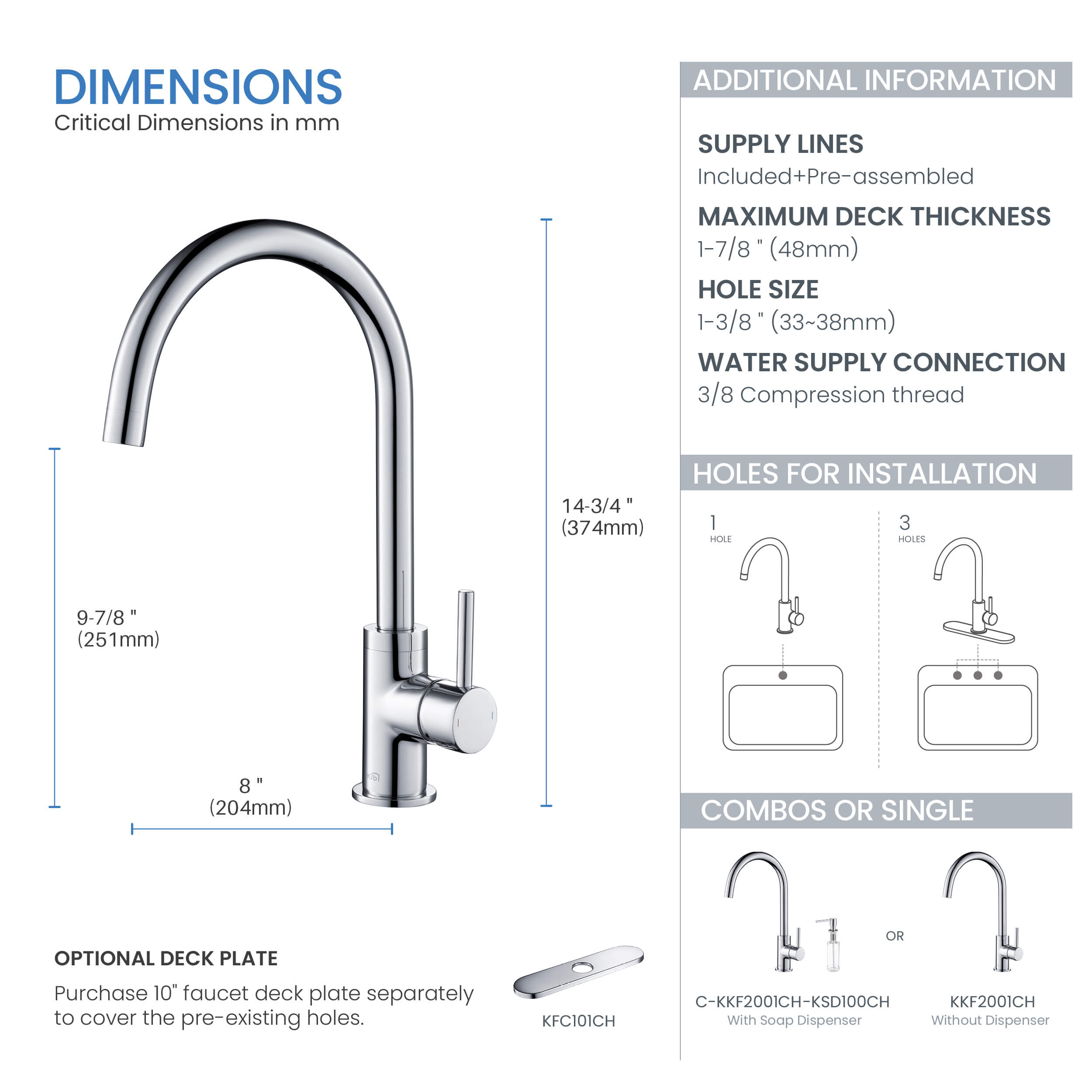 Lowa Single Handle High Arc Kitchen Bar Sink Faucet – KKF2001