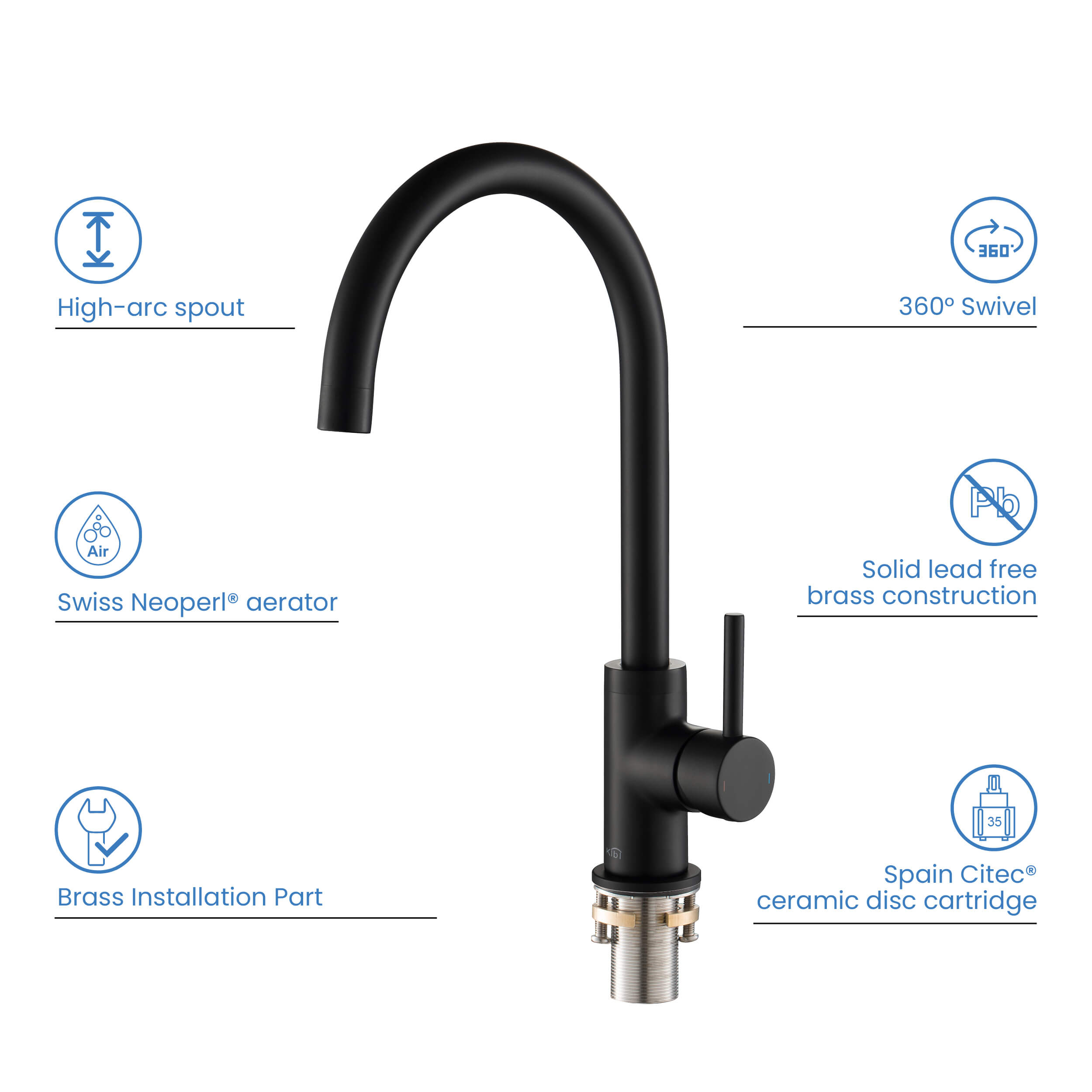 Lowa Single Handle High Arc Kitchen Bar Sink Faucet – KKF2001