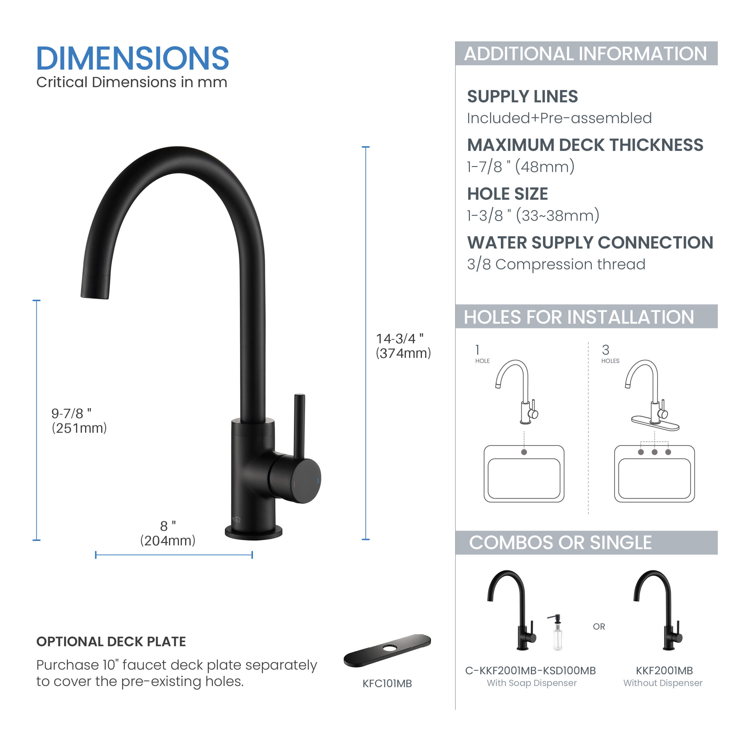 Lowa Single Handle High Arc Kitchen Bar Sink Faucet – KKF2001