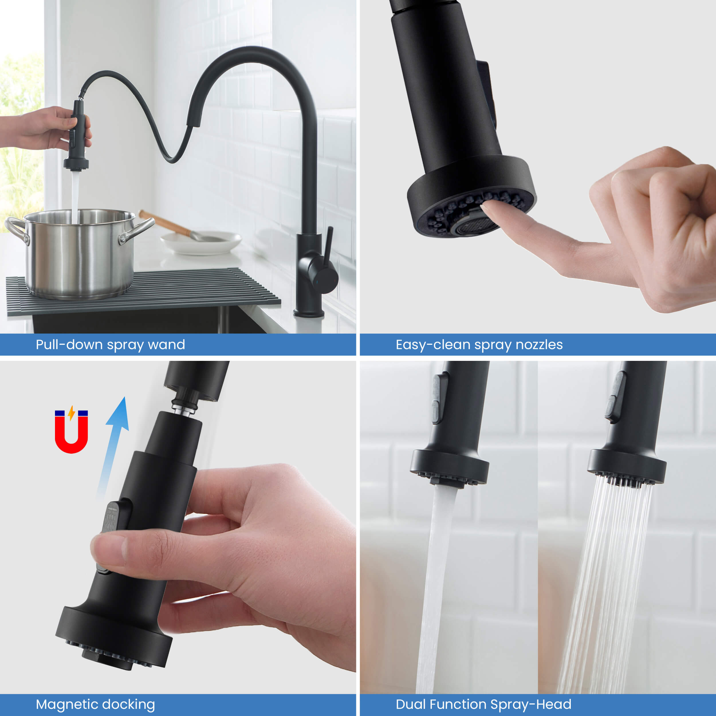 Casa Single Handle Pull Down Kitchen Sink Faucet - KKF2002