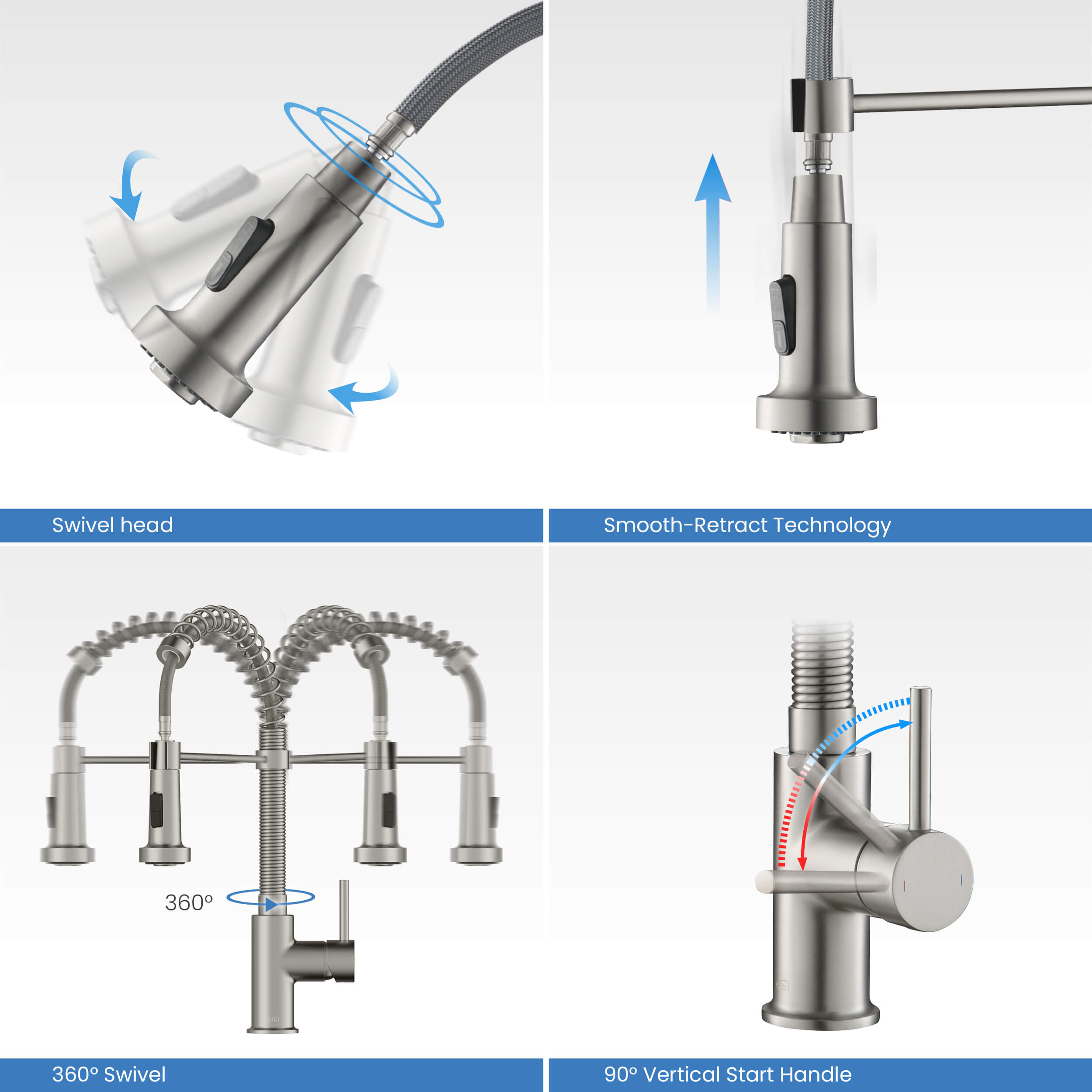 Aurora Single Handle Commercial Style Kitchen Sink Faucet - KKF2003