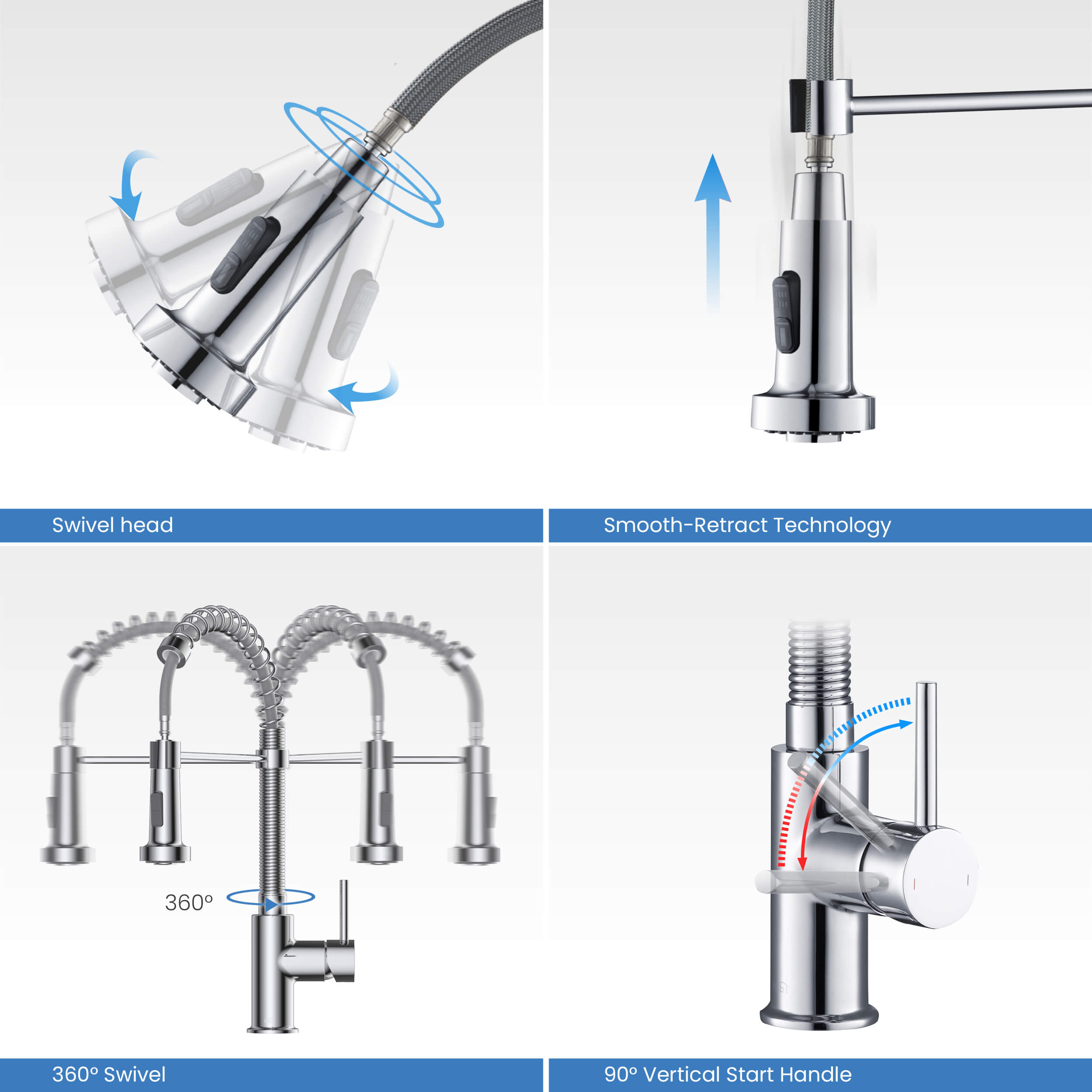 Aurora Single Handle Commercial Style Kitchen Sink Faucet - KKF2003