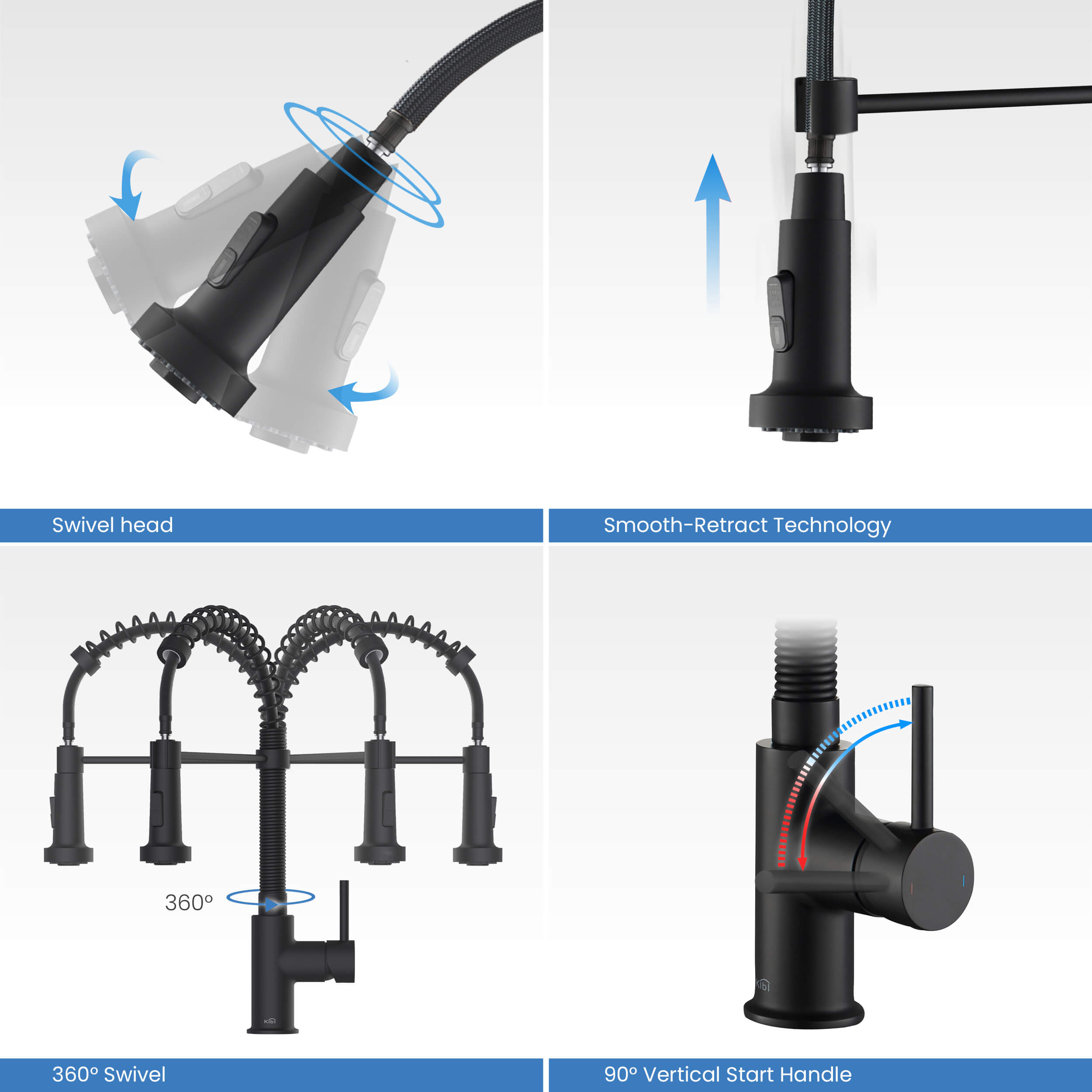 Aurora Single Handle Commercial Style Kitchen Sink Faucet - KKF2003