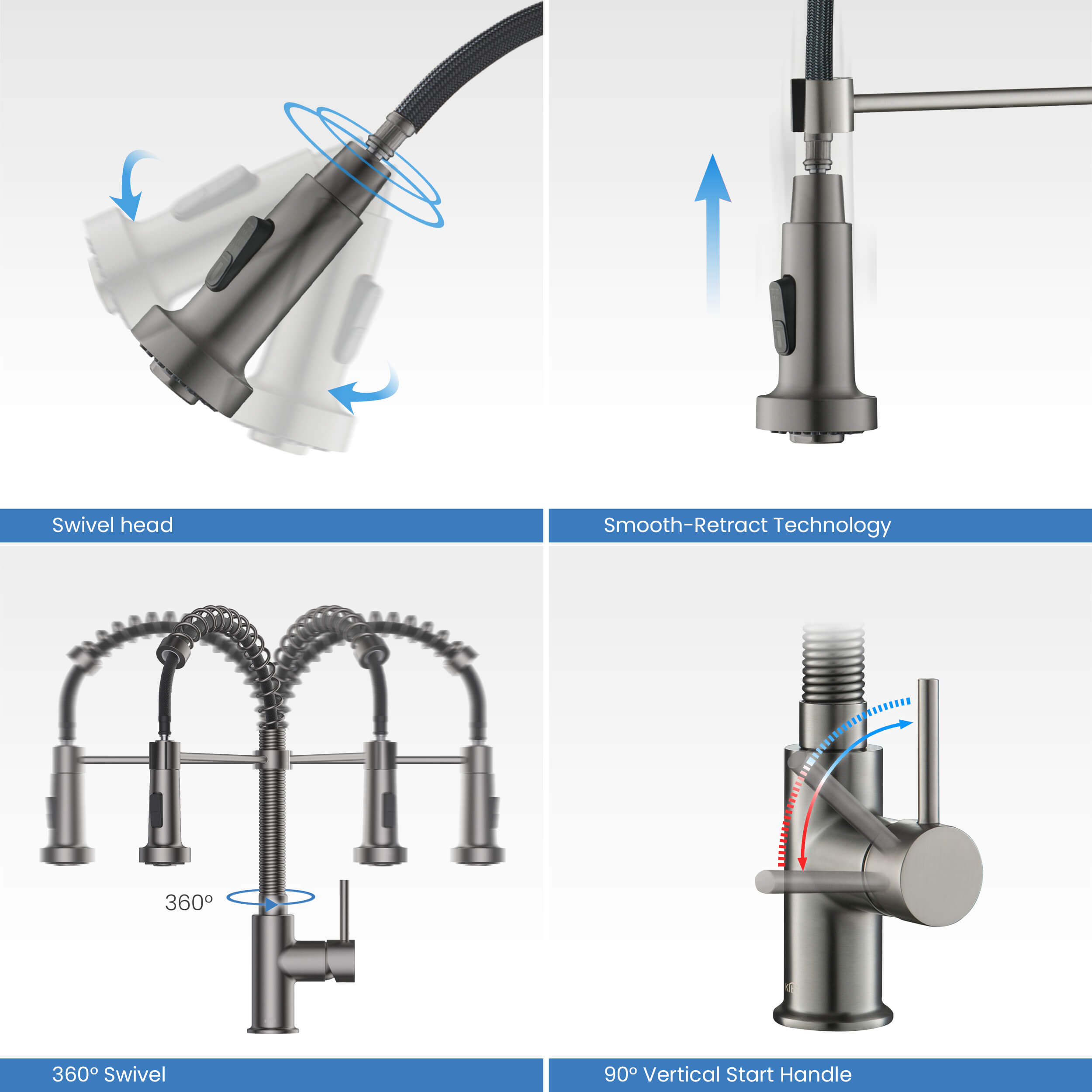 Aurora Single Handle Commercial Style Kitchen Sink Faucet - KKF2003