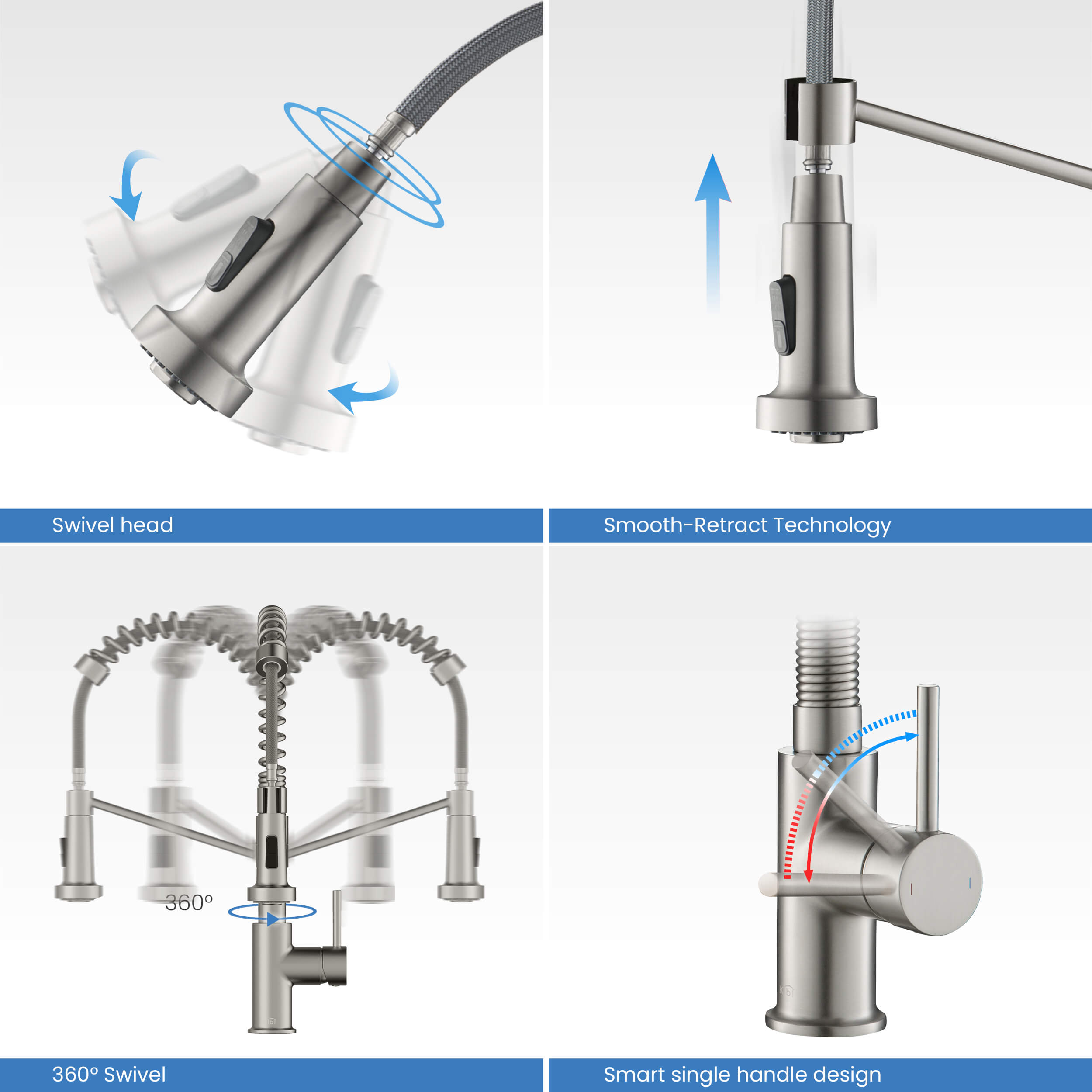 Lodi Single Handle Commercial Style Kitchen Sink Faucet - KKF2004