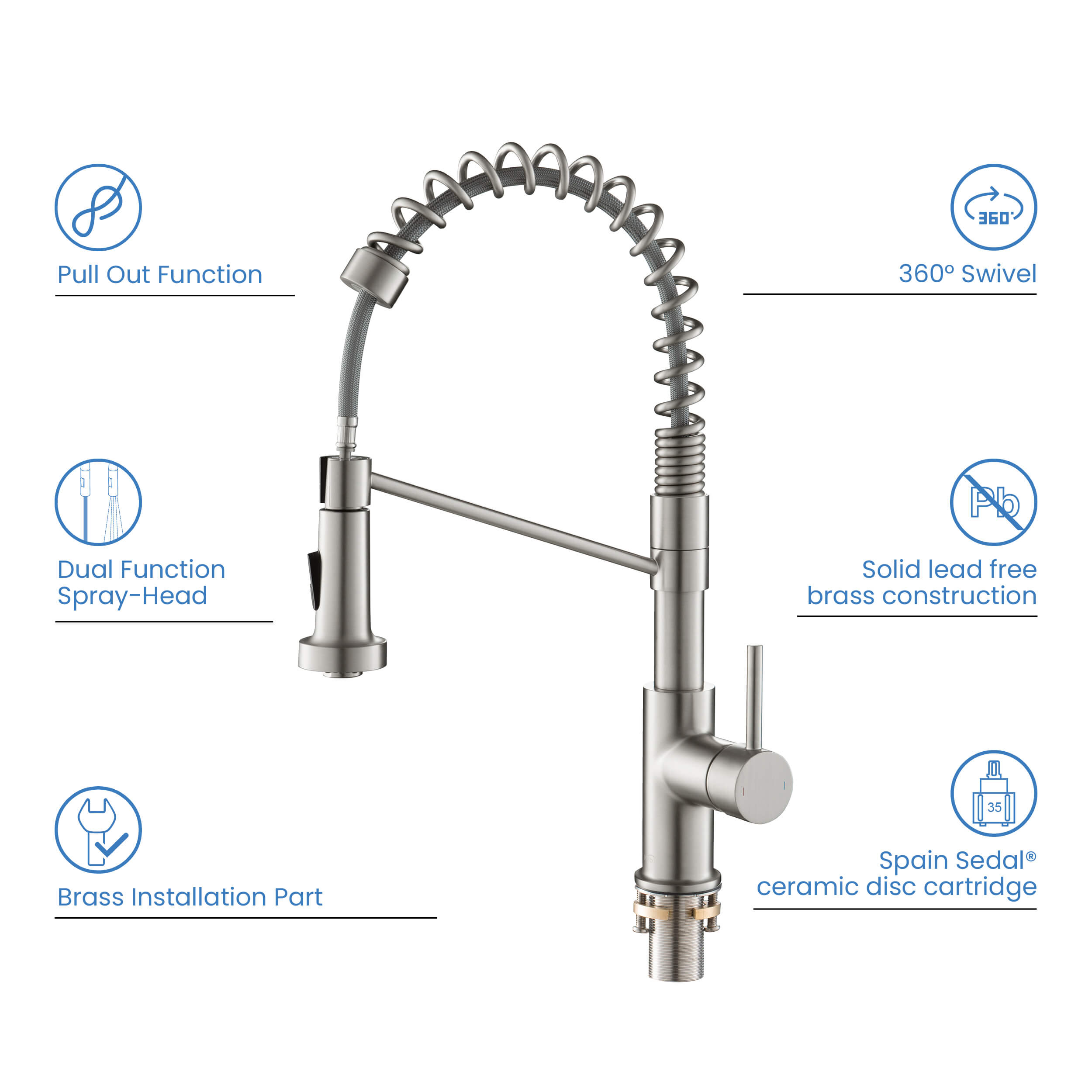 Lodi Single Handle Commercial Style Kitchen Sink Faucet - KKF2004