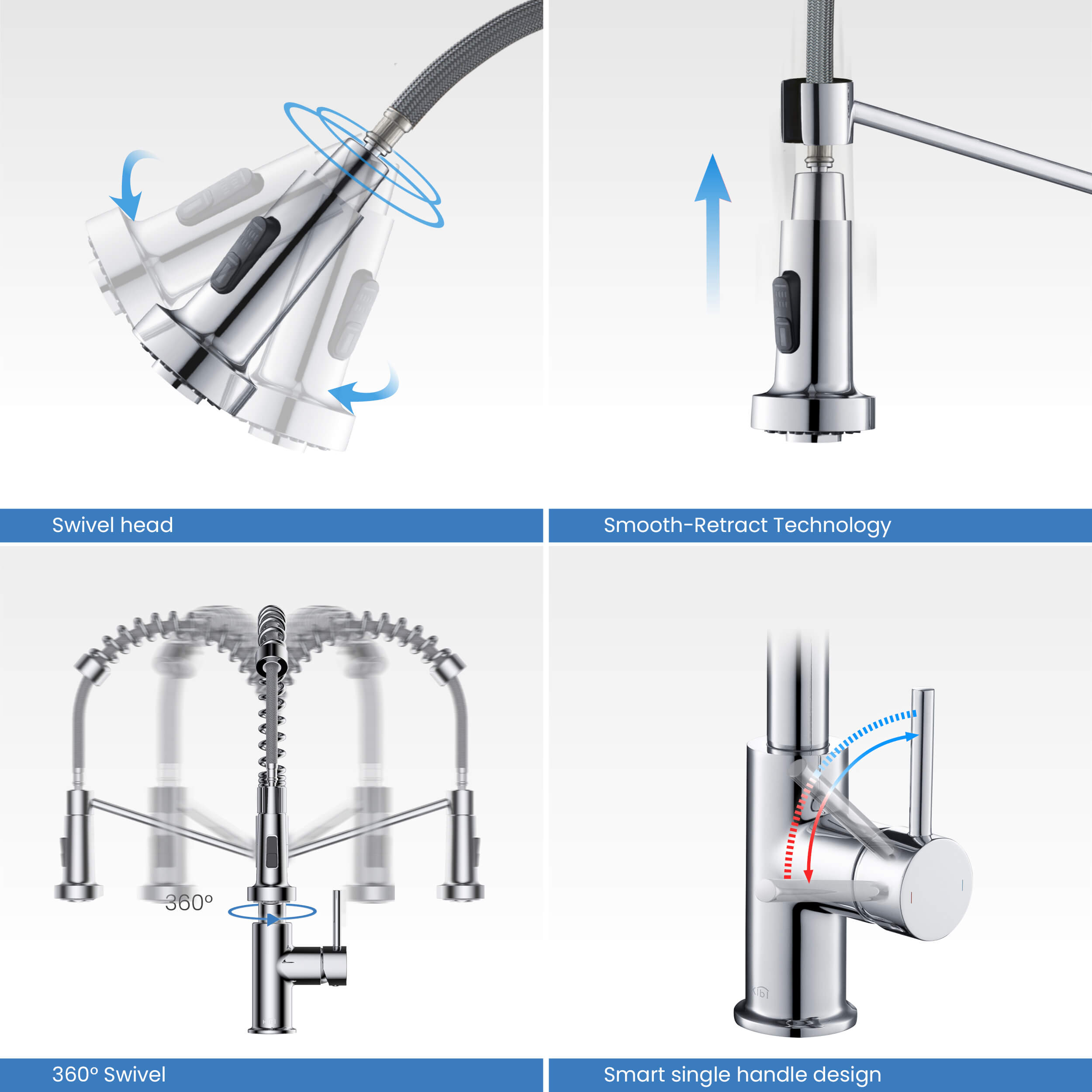 Lodi Single Handle Commercial Style Kitchen Sink Faucet - KKF2004