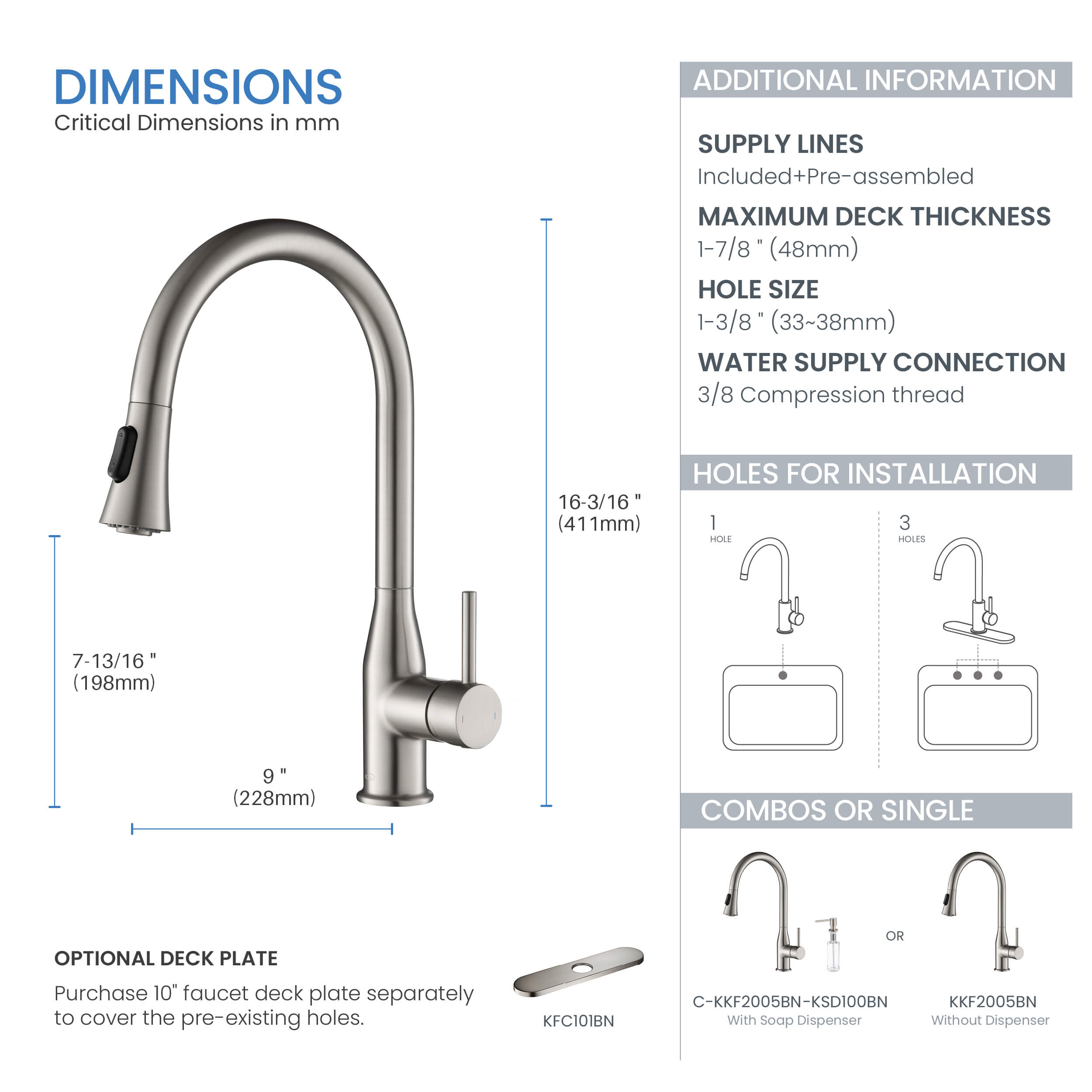 Napa Single Handle Pull Down Kitchen Sink Faucet - KKF2005