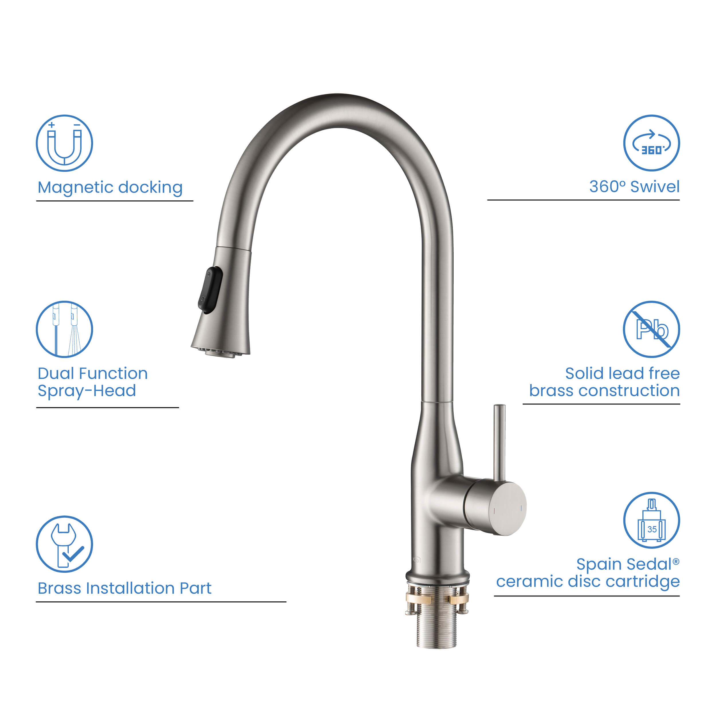 Napa Single Handle Pull Down Kitchen Sink Faucet - KKF2005