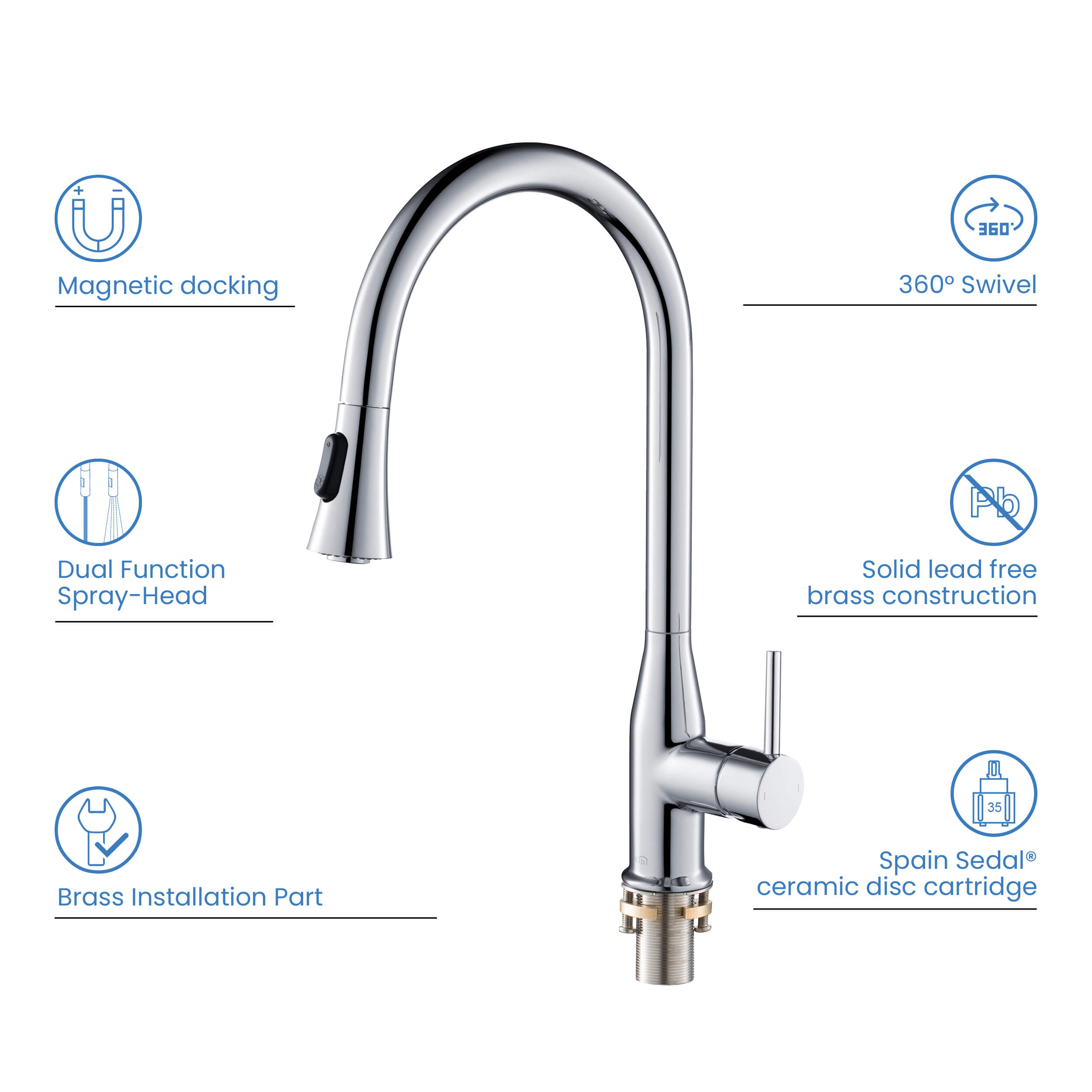 Napa Single Handle Pull Down Kitchen Sink Faucet - KKF2005