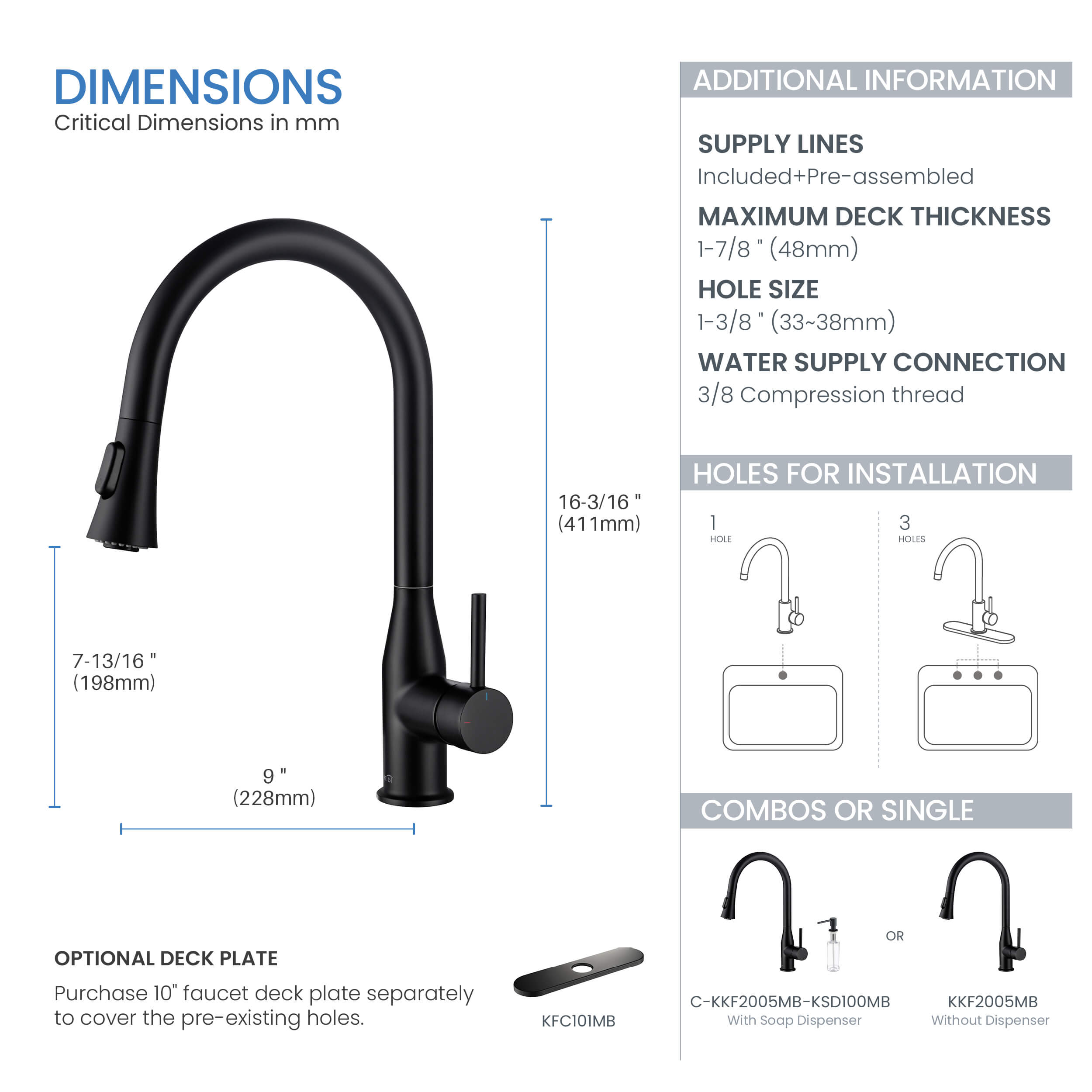 Napa Single Handle Pull Down Kitchen Sink Faucet - KKF2005