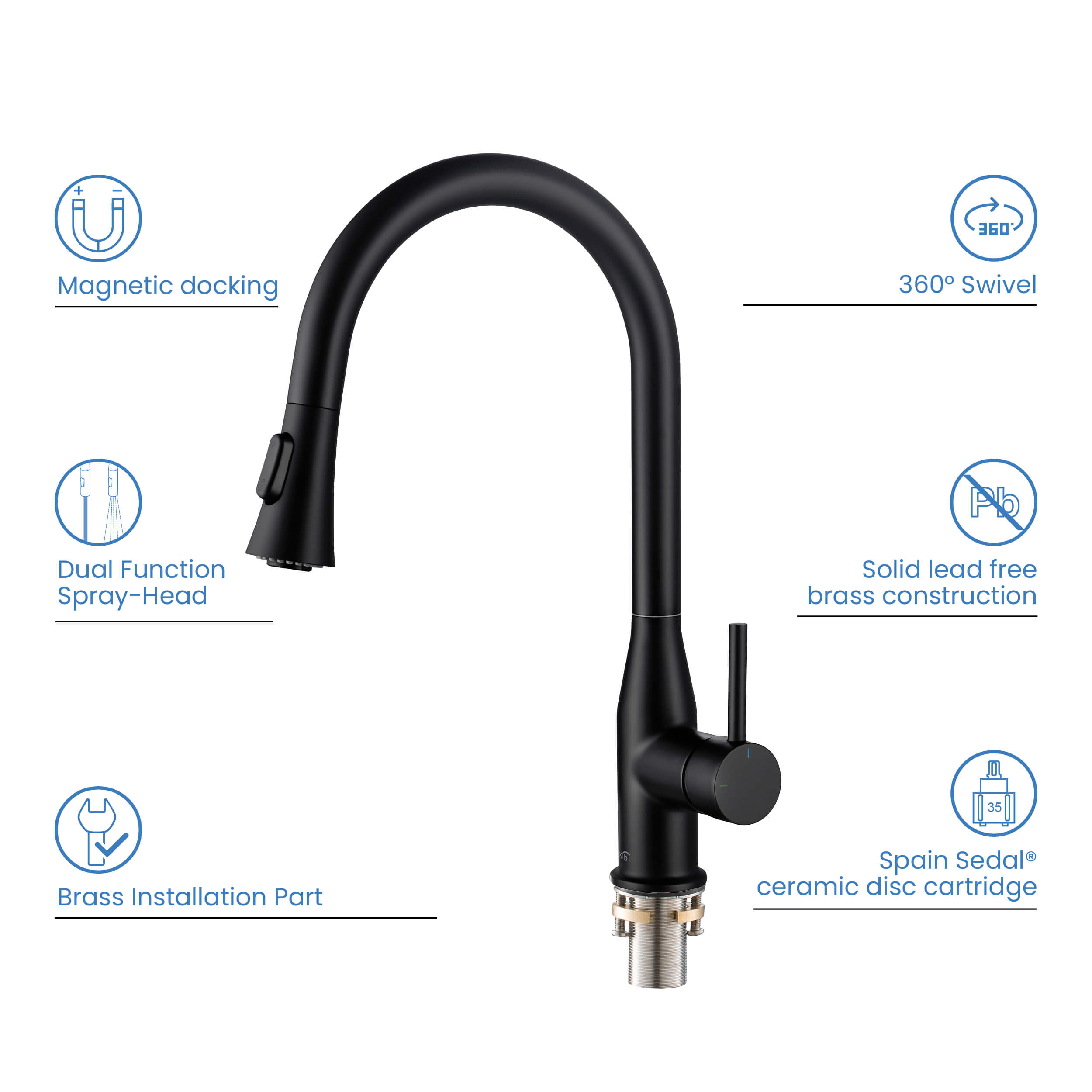 Napa Single Handle Pull Down Kitchen Sink Faucet - KKF2005