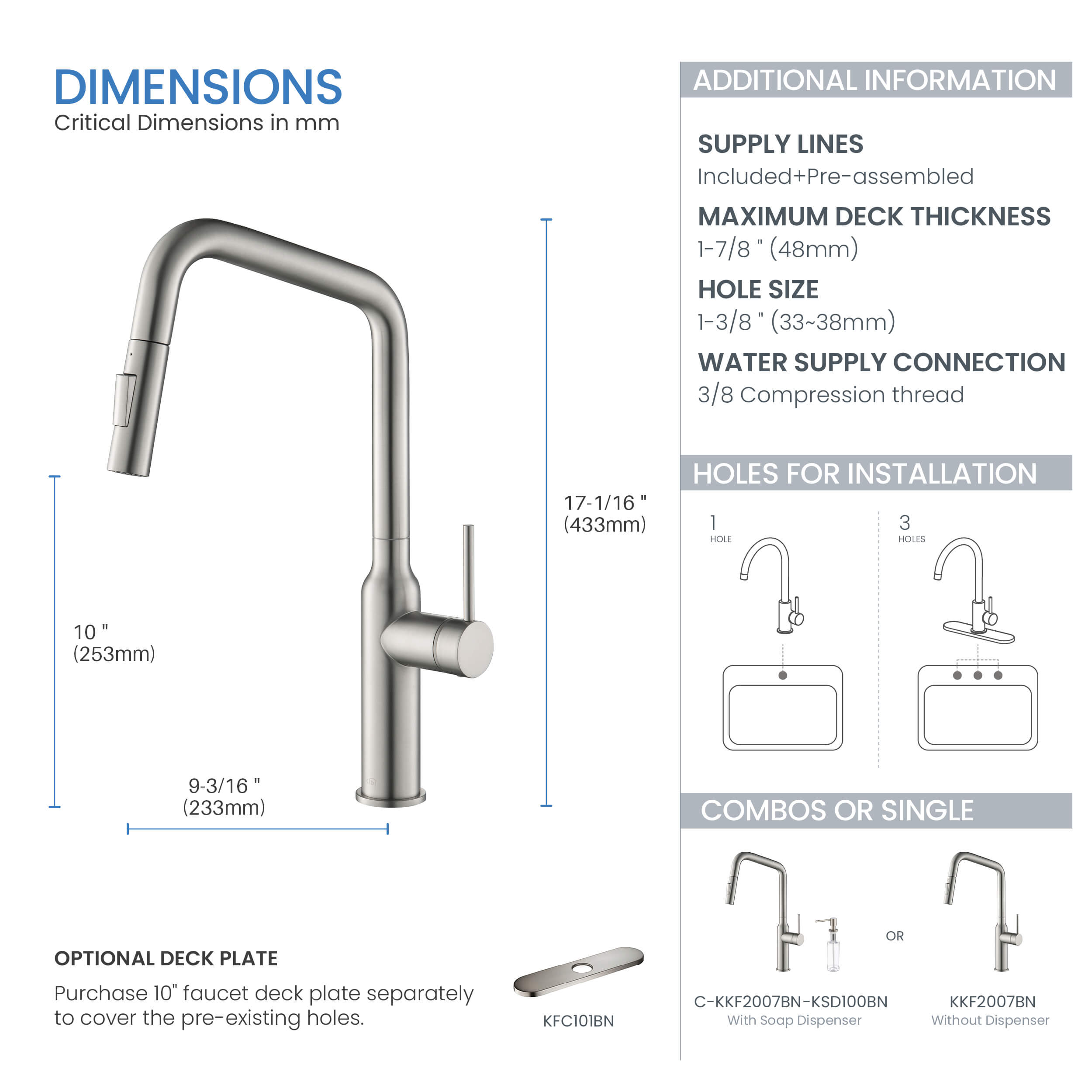 Macon Single Handle Pull Down Kitchen Sink Faucet - KKF2007