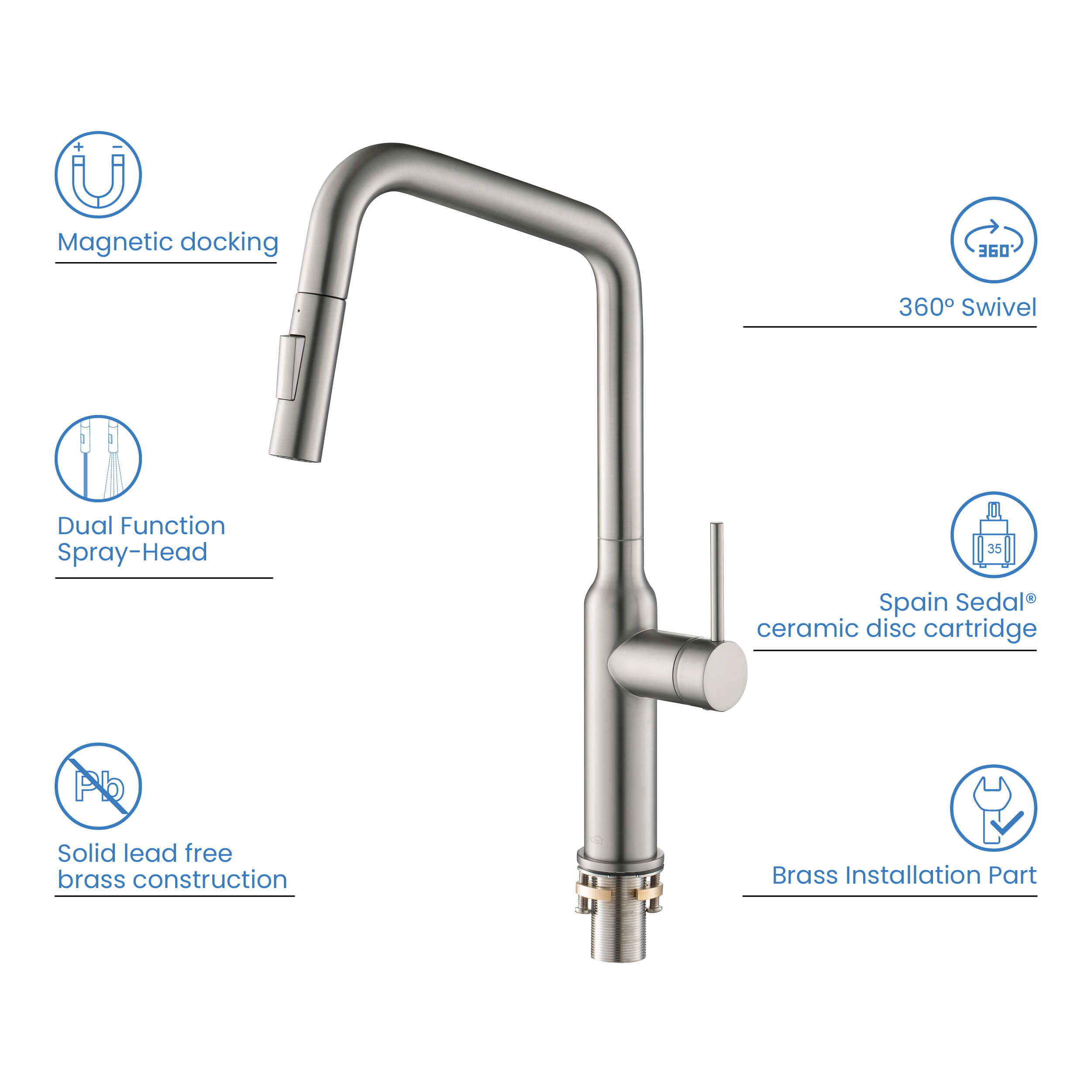 Macon Single Handle Pull Down Kitchen Sink Faucet - KKF2007