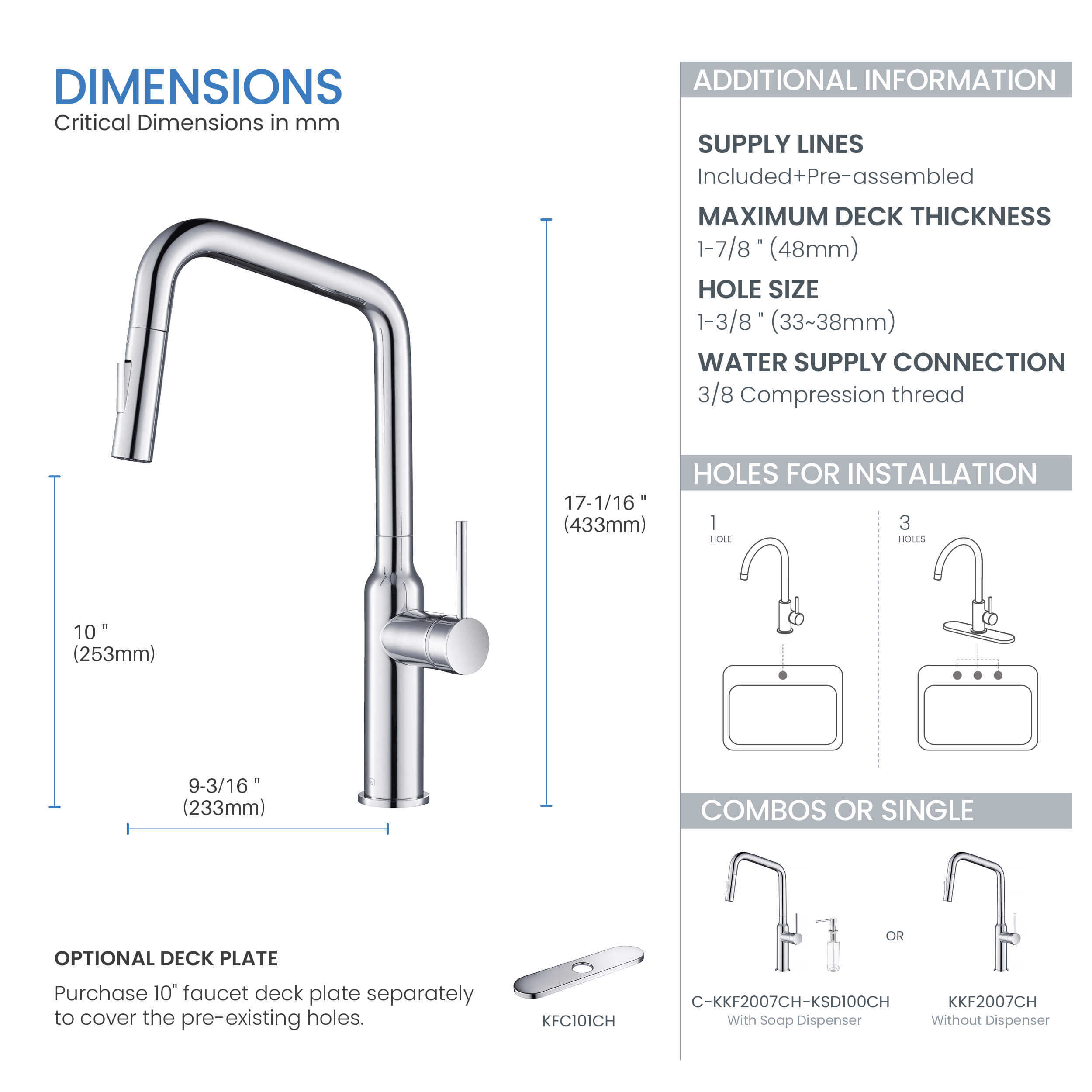 Macon Single Handle Pull Down Kitchen Sink Faucet - KKF2007